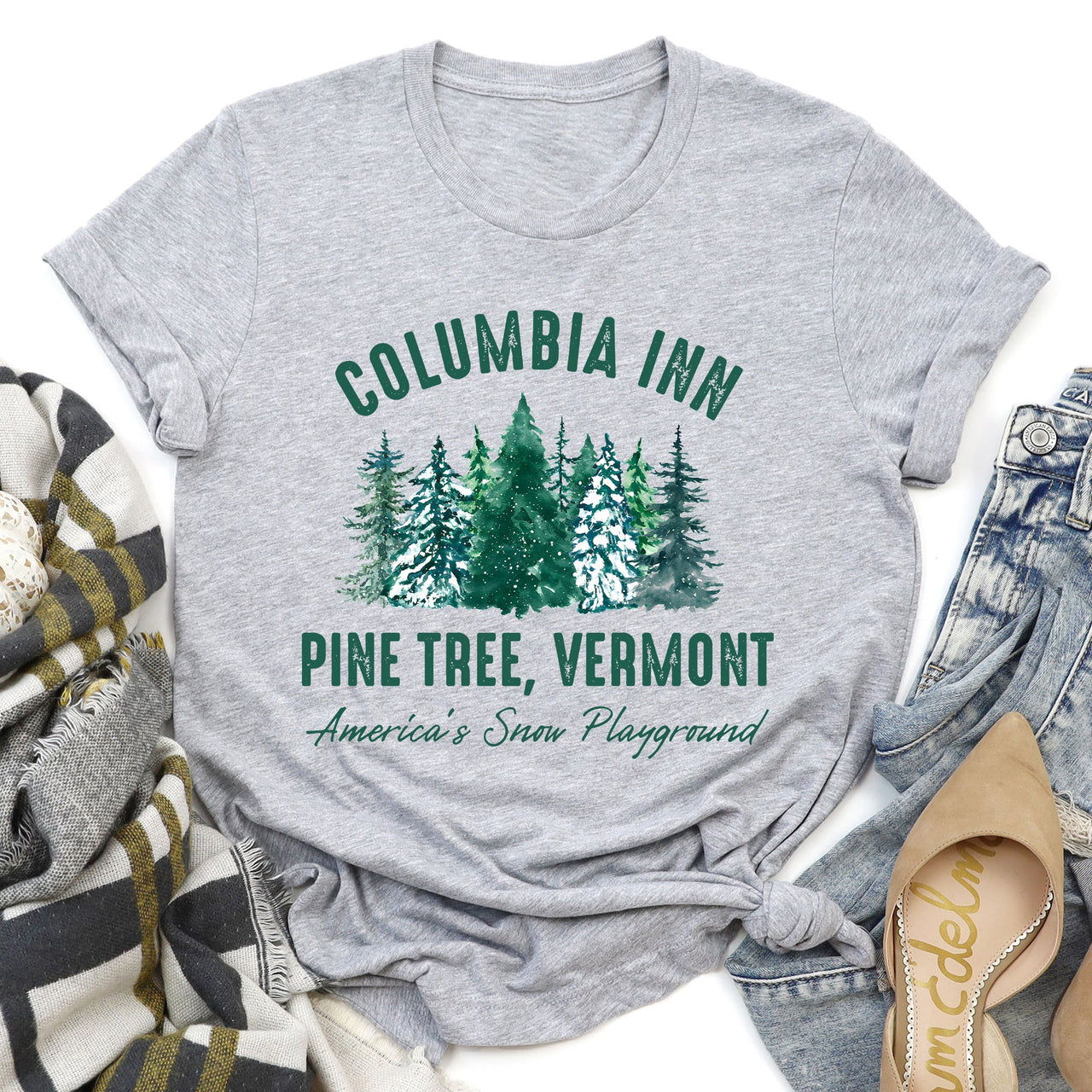 Columbia Inn White Christmas Movie Classic Musical Showtune Nostalgia Holiday Film Graphic Tee