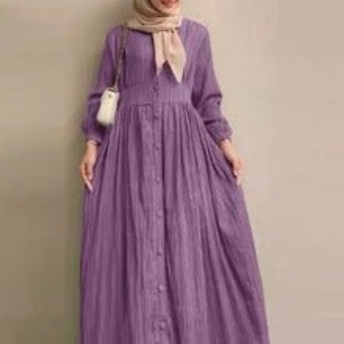 Stand-Collar Zipper Cardigan with Pockets | Modest Long Maxi Dress Abaya(MA155)