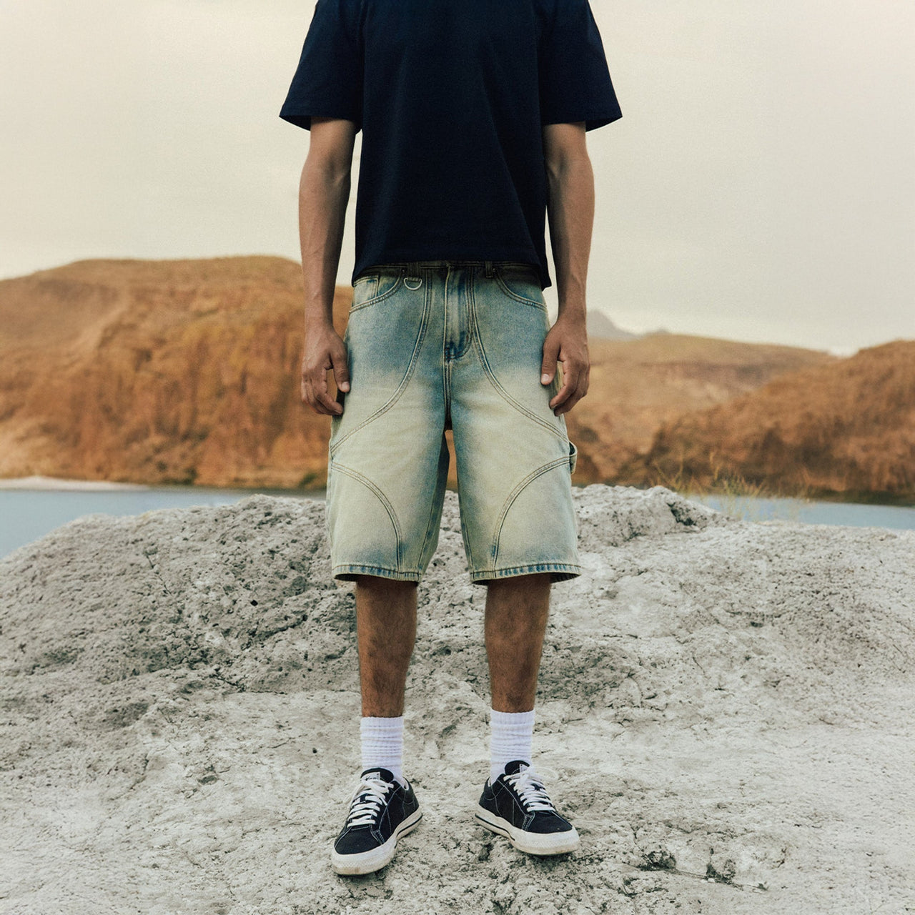 Commons Studios ‘Star’ Washed Denim Short Old Gold