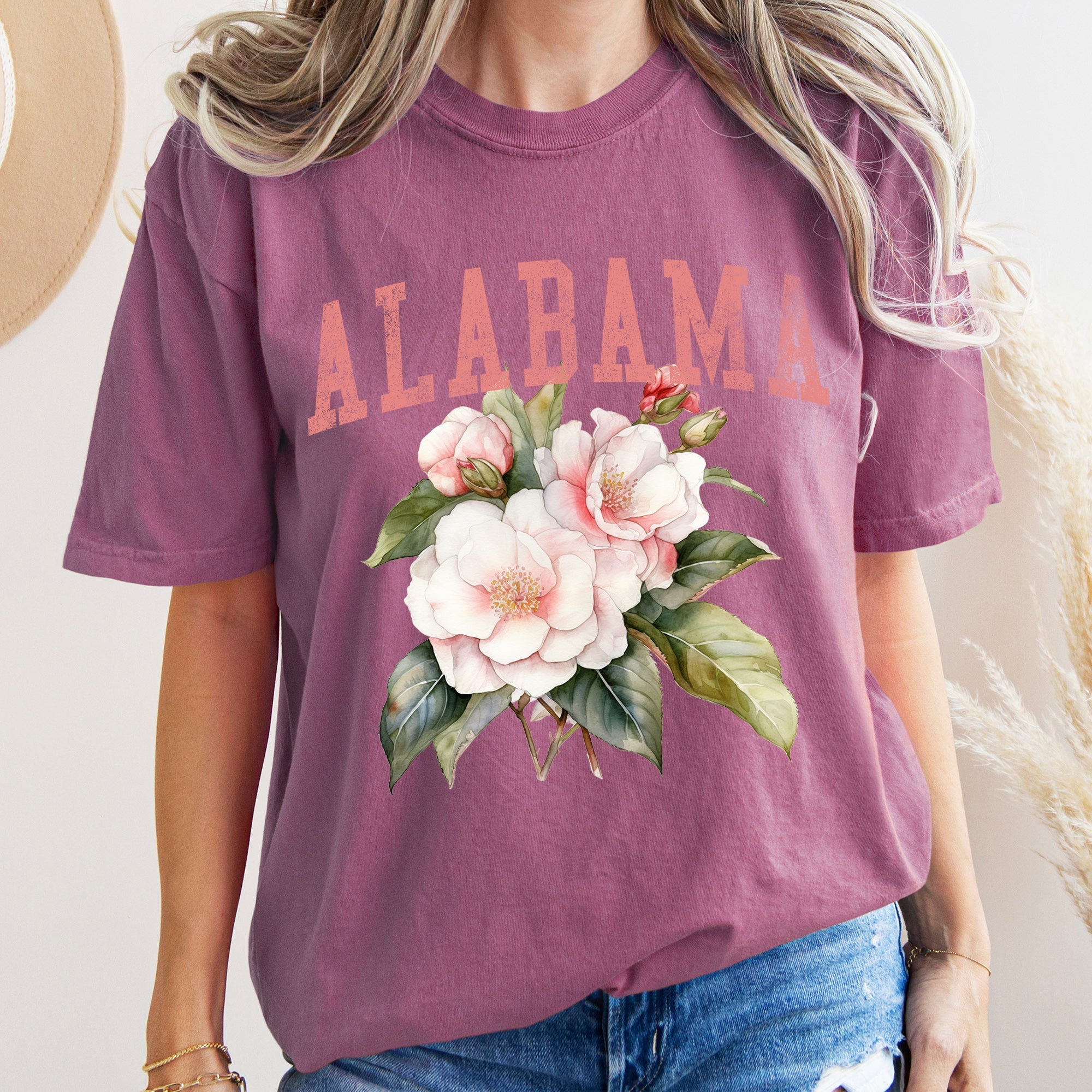 Alabama State Flower Elegant Garden Emblem Inspired Botanical Motif Comfort Colors Tee