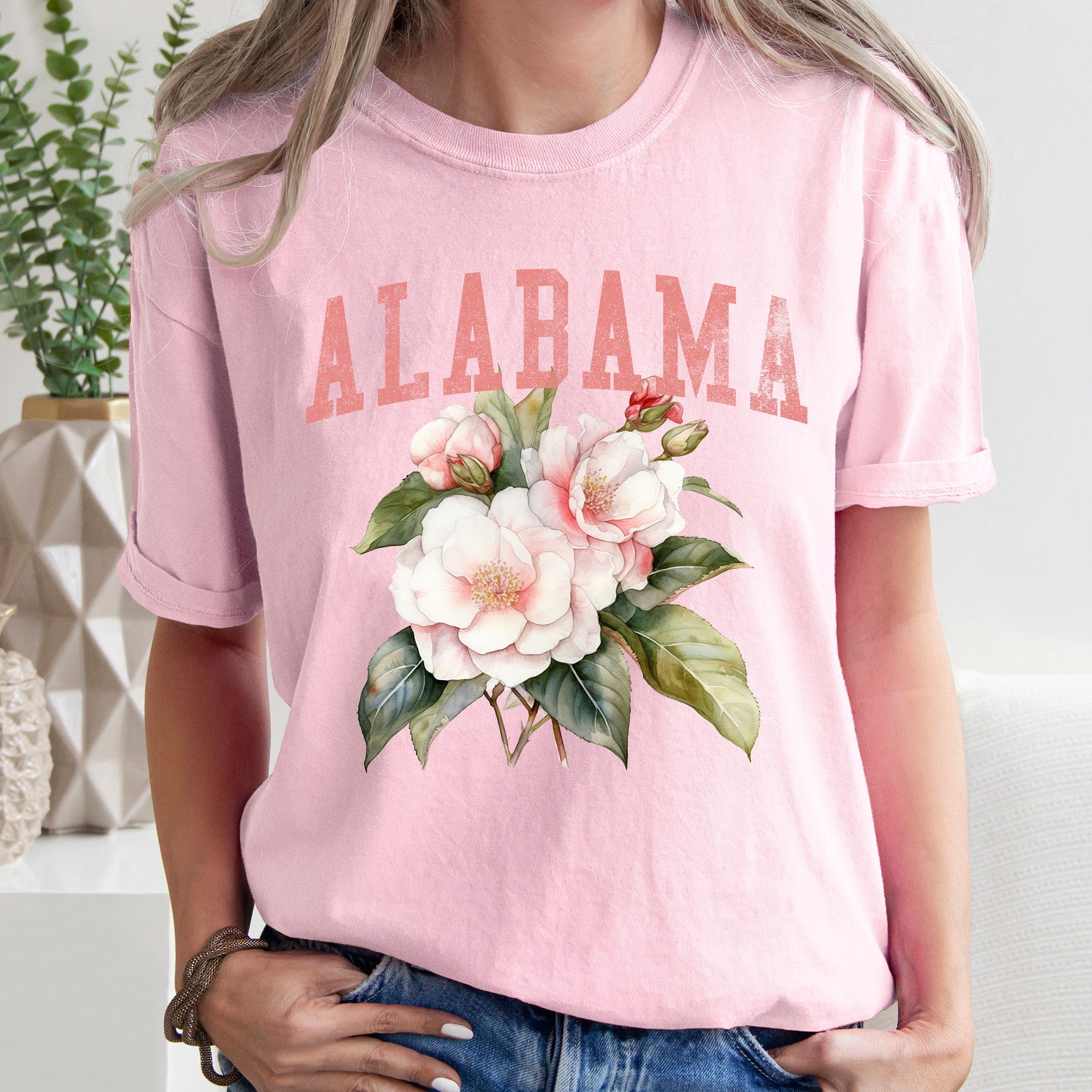 Alabama State Flower Elegant Garden Emblem Inspired Botanical Motif Comfort Colors Tee