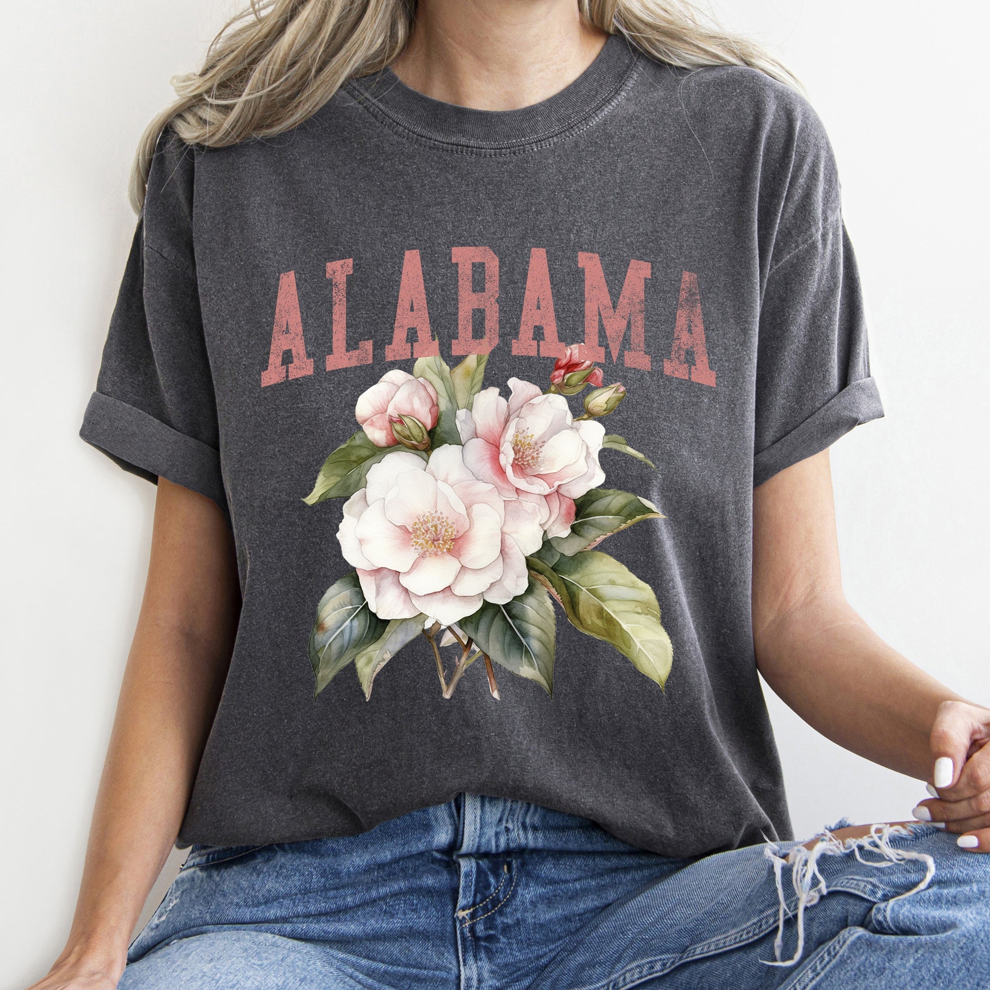 Alabama State Flower Elegant Garden Emblem Inspired Botanical Motif Comfort Colors Tee