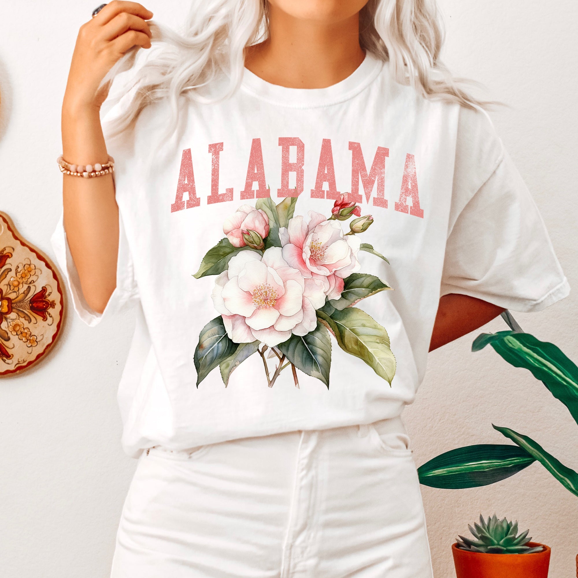 Alabama State Flower Elegant Garden Emblem Inspired Botanical Motif Comfort Colors Tee