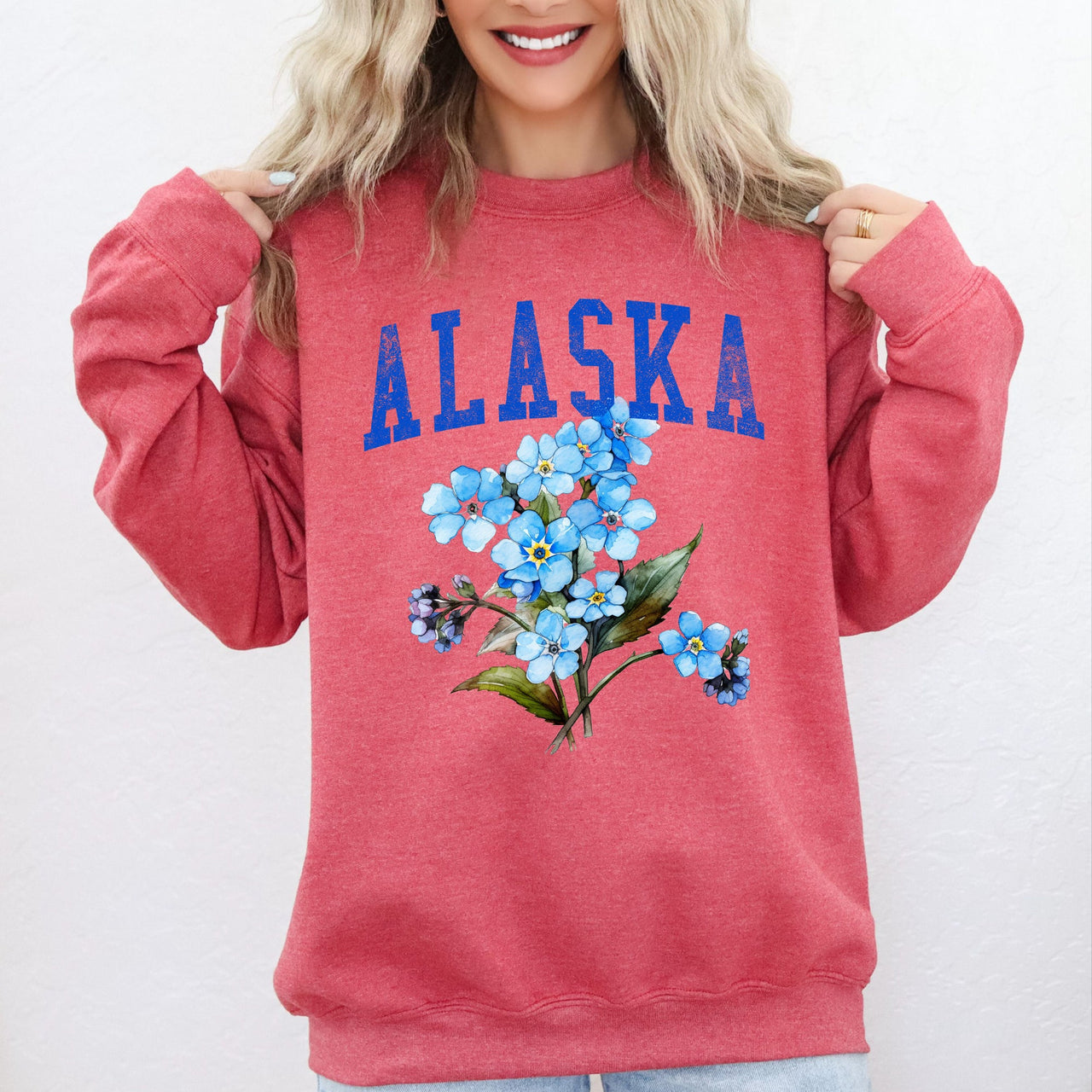 Alaska State Flower Botanical Floral Motif Nature Inspired Artwork Print Sweatshirt