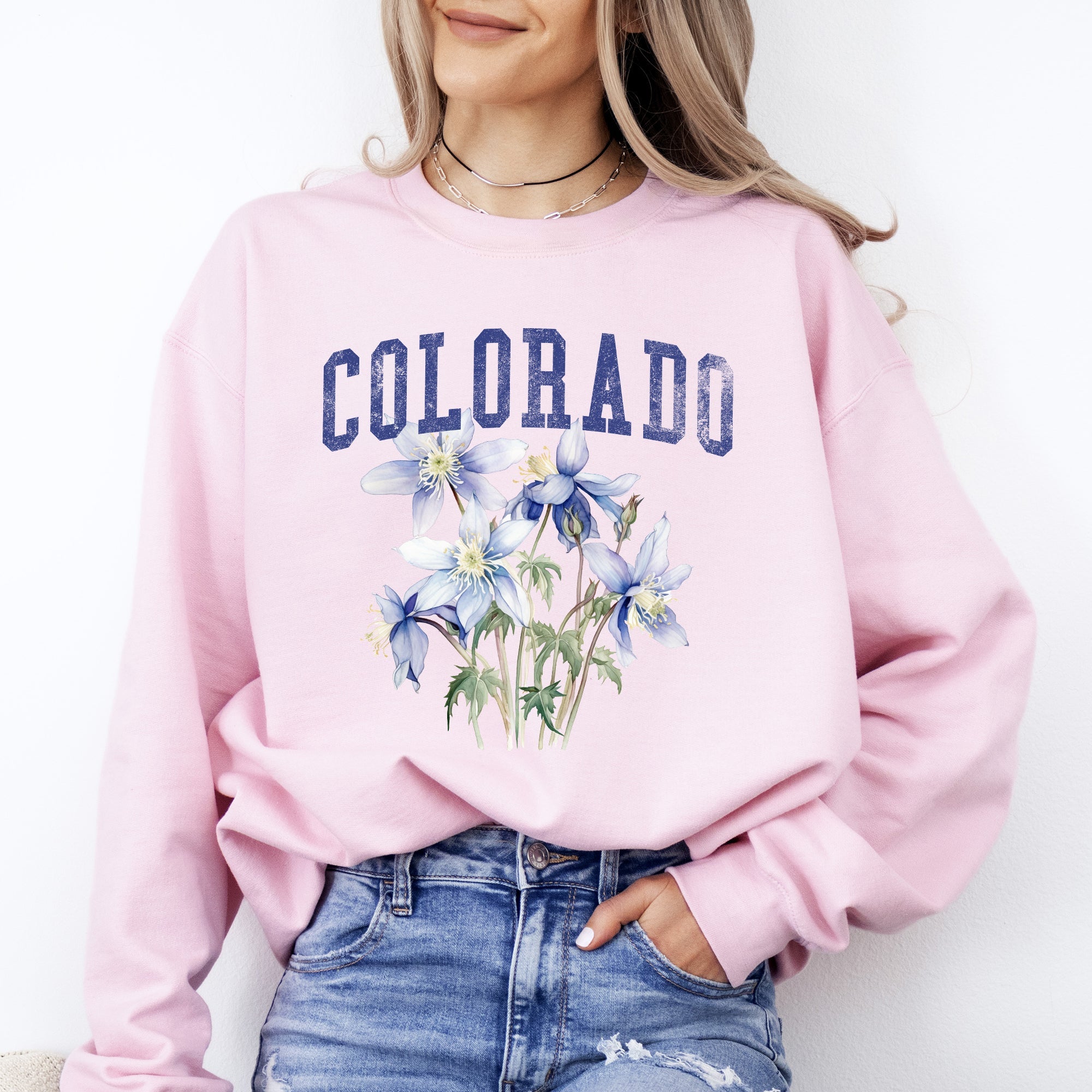 Colorado State Flower Emblem Artwork Celebrating Colorado State Identity And Natural Beauty Sweatshirt