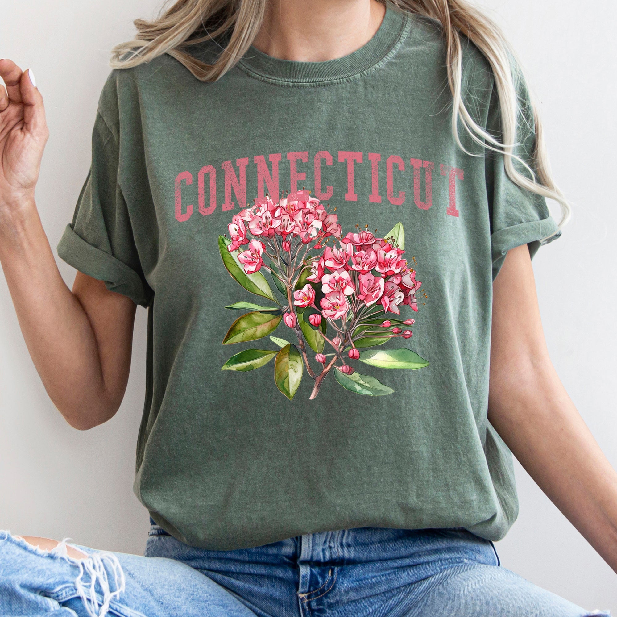 Connecticut State Flower Comfort Colors Tee