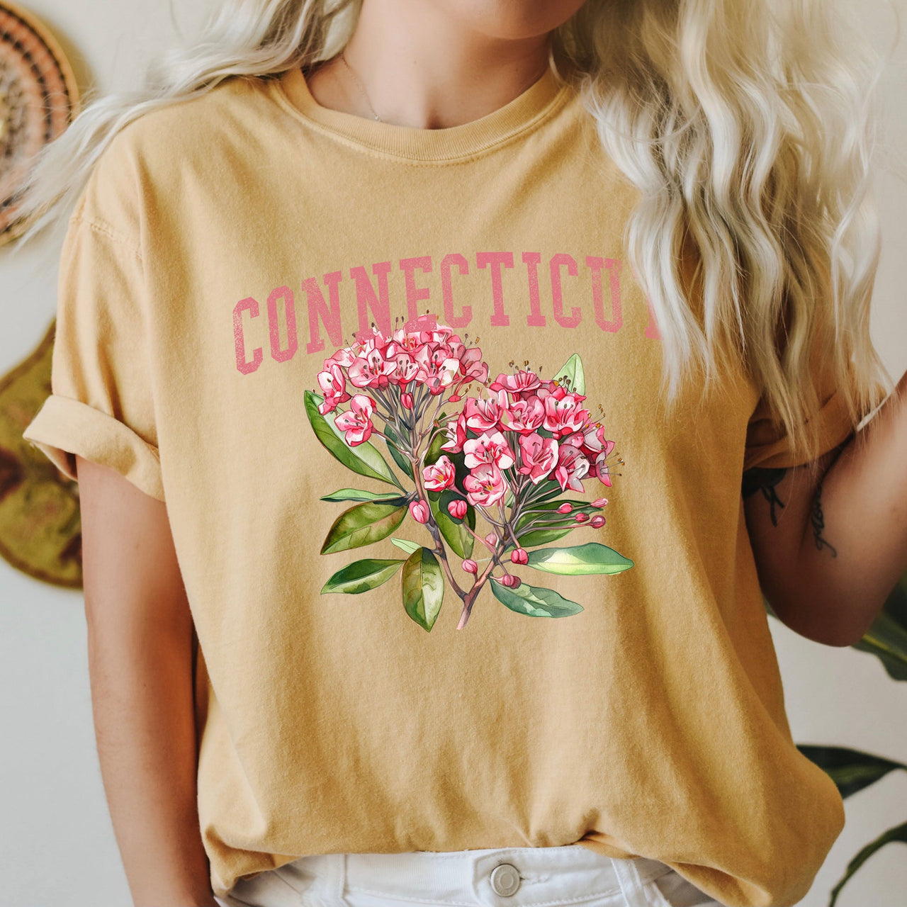 Connecticut State Flower Comfort Colors Tee