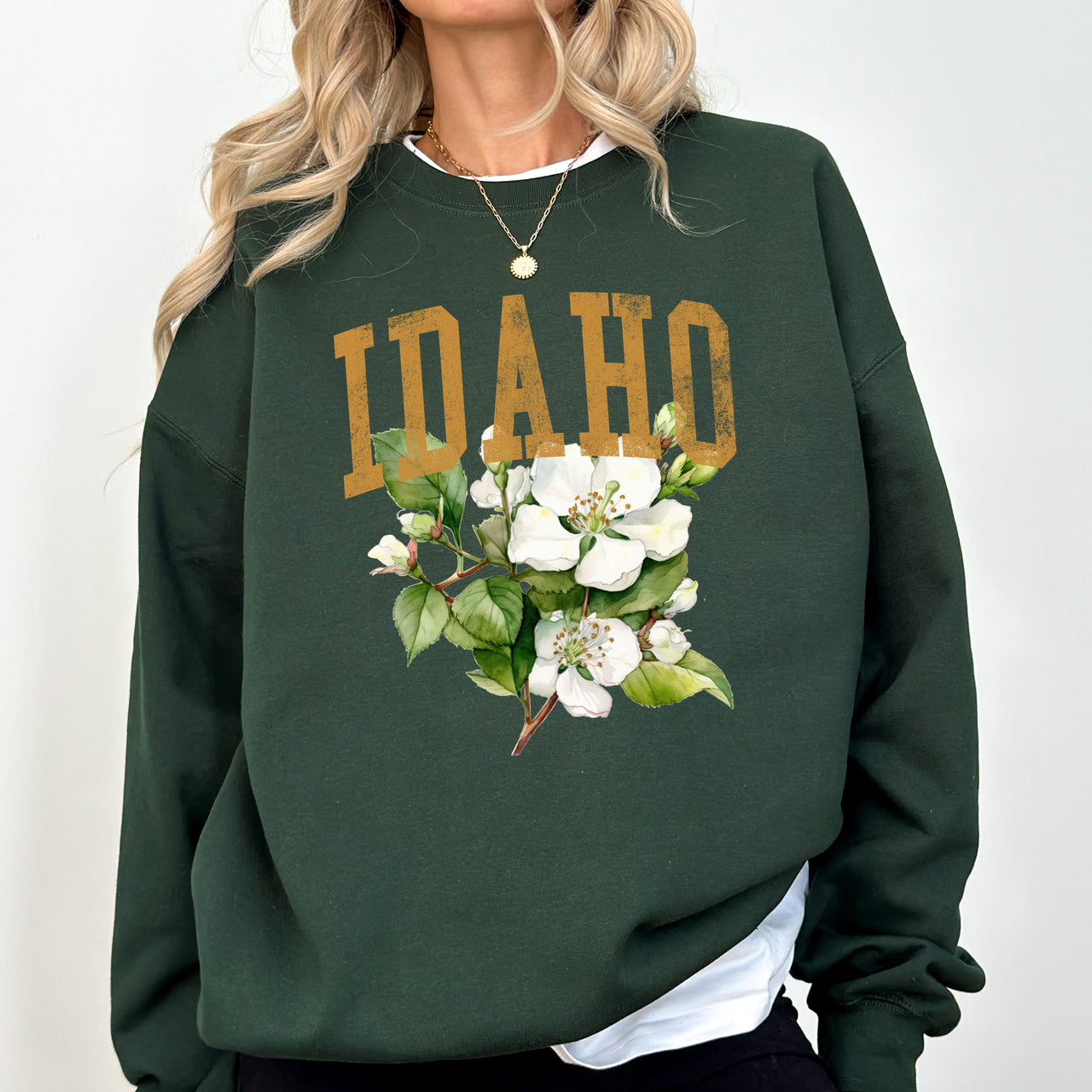 Idaho State Flower Botanical Emblem Artwork Celebrating Northwest Beauty And Home State Pride Sweatshirt