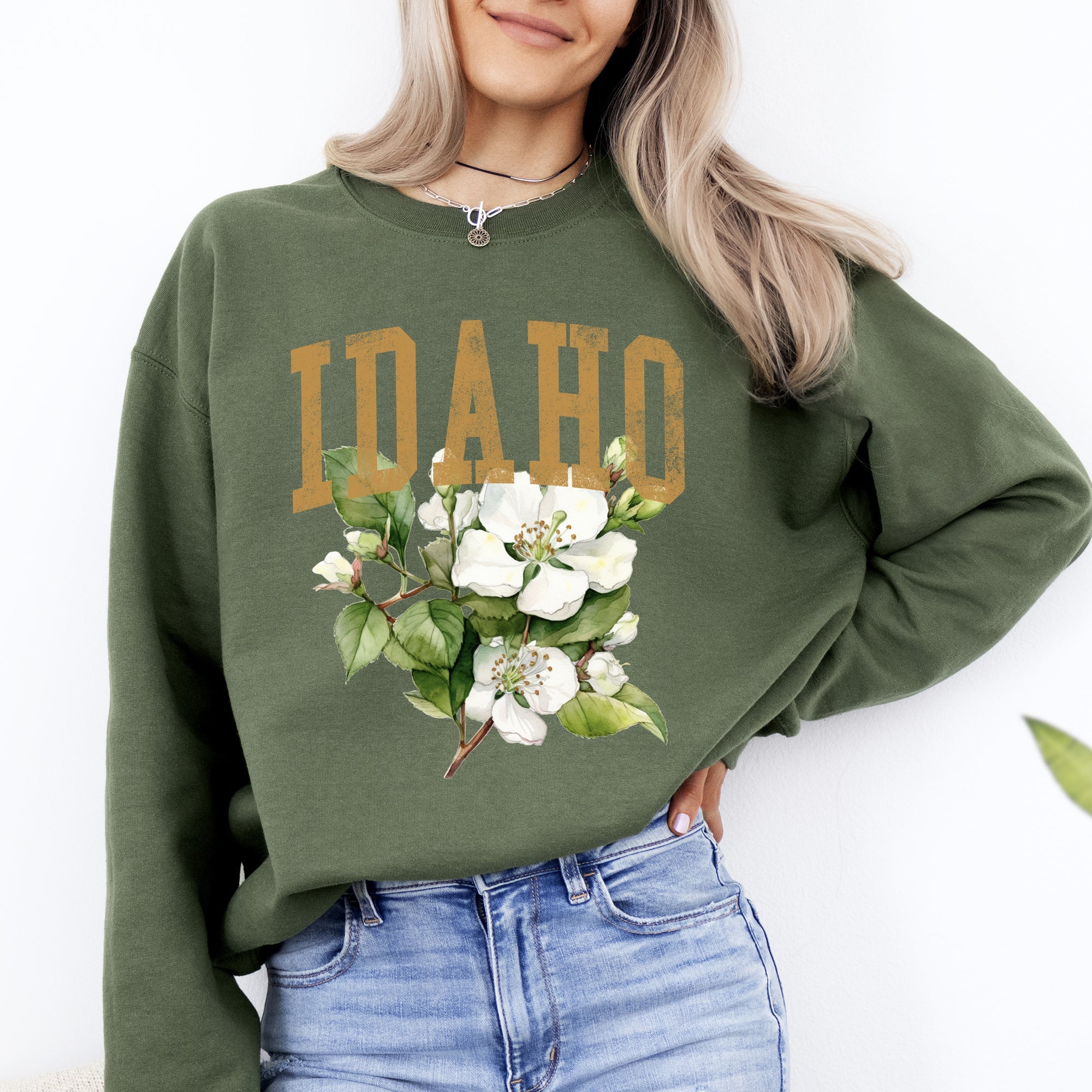 Idaho State Flower Botanical Emblem Artwork Celebrating Northwest Beauty And Home State Pride Sweatshirt