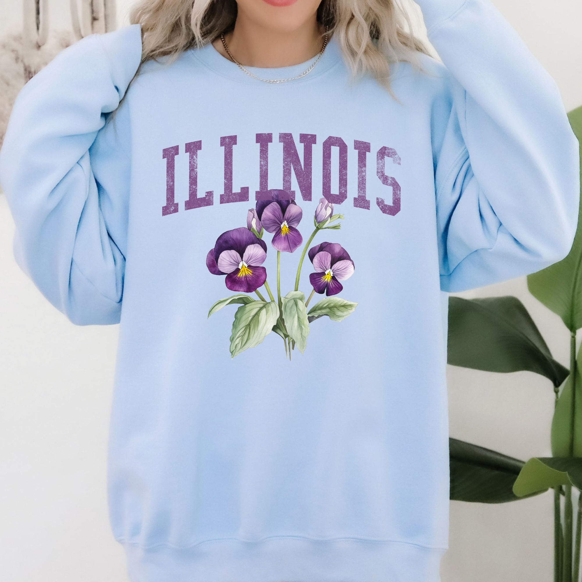 Illinois State Flower Vintage Illustration Emblem Graphic Charm Collection Sweatshirt