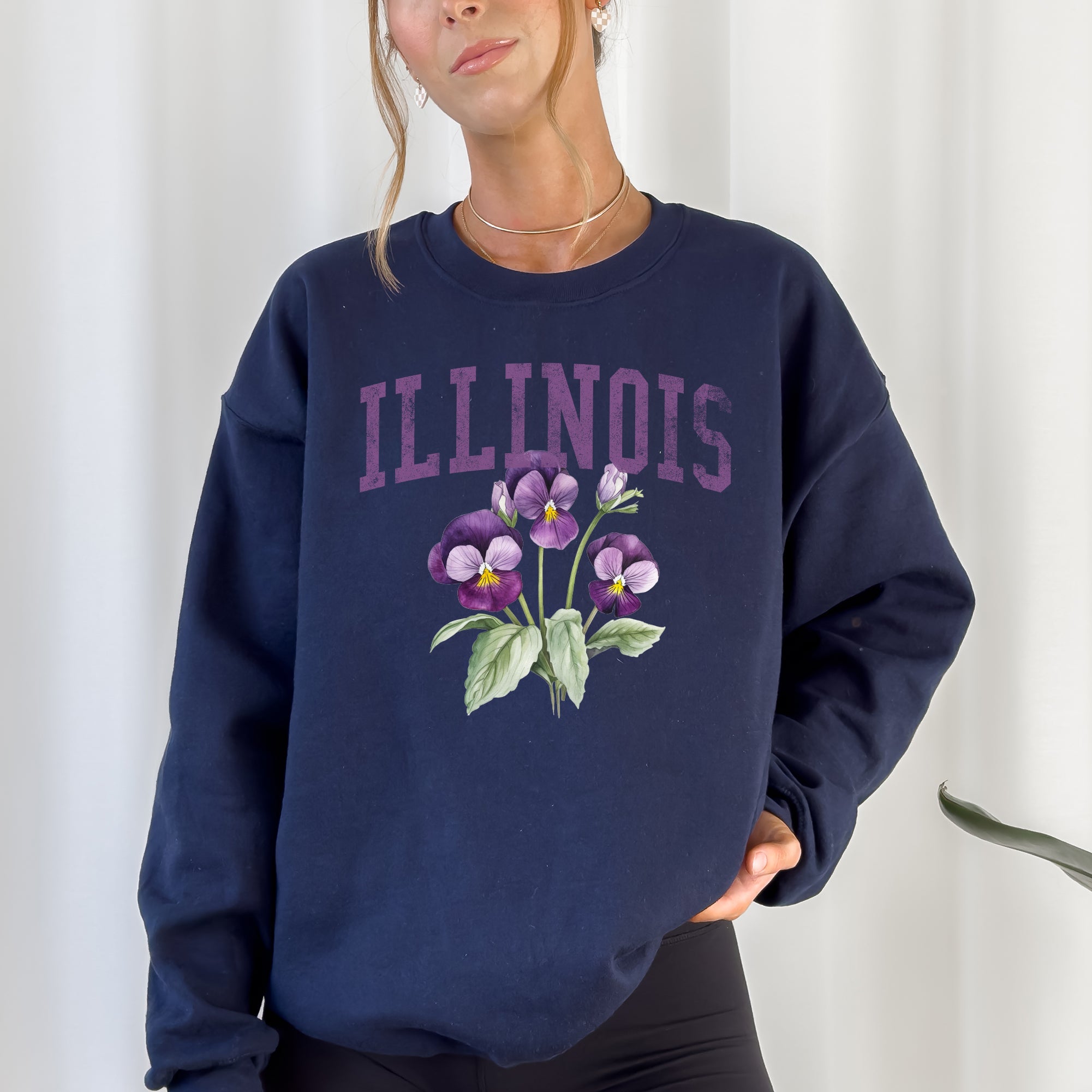 Illinois State Flower Vintage Illustration Emblem Graphic Charm Collection Sweatshirt