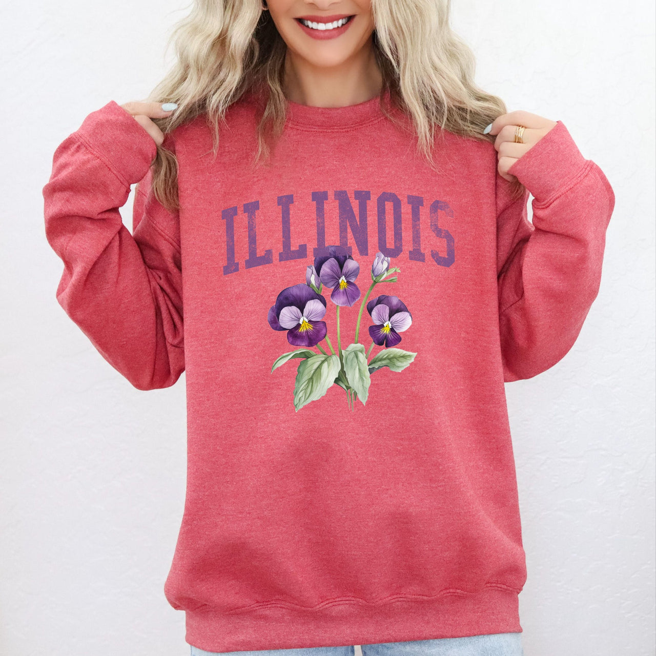 Illinois State Flower Vintage Illustration Emblem Graphic Charm Collection Sweatshirt