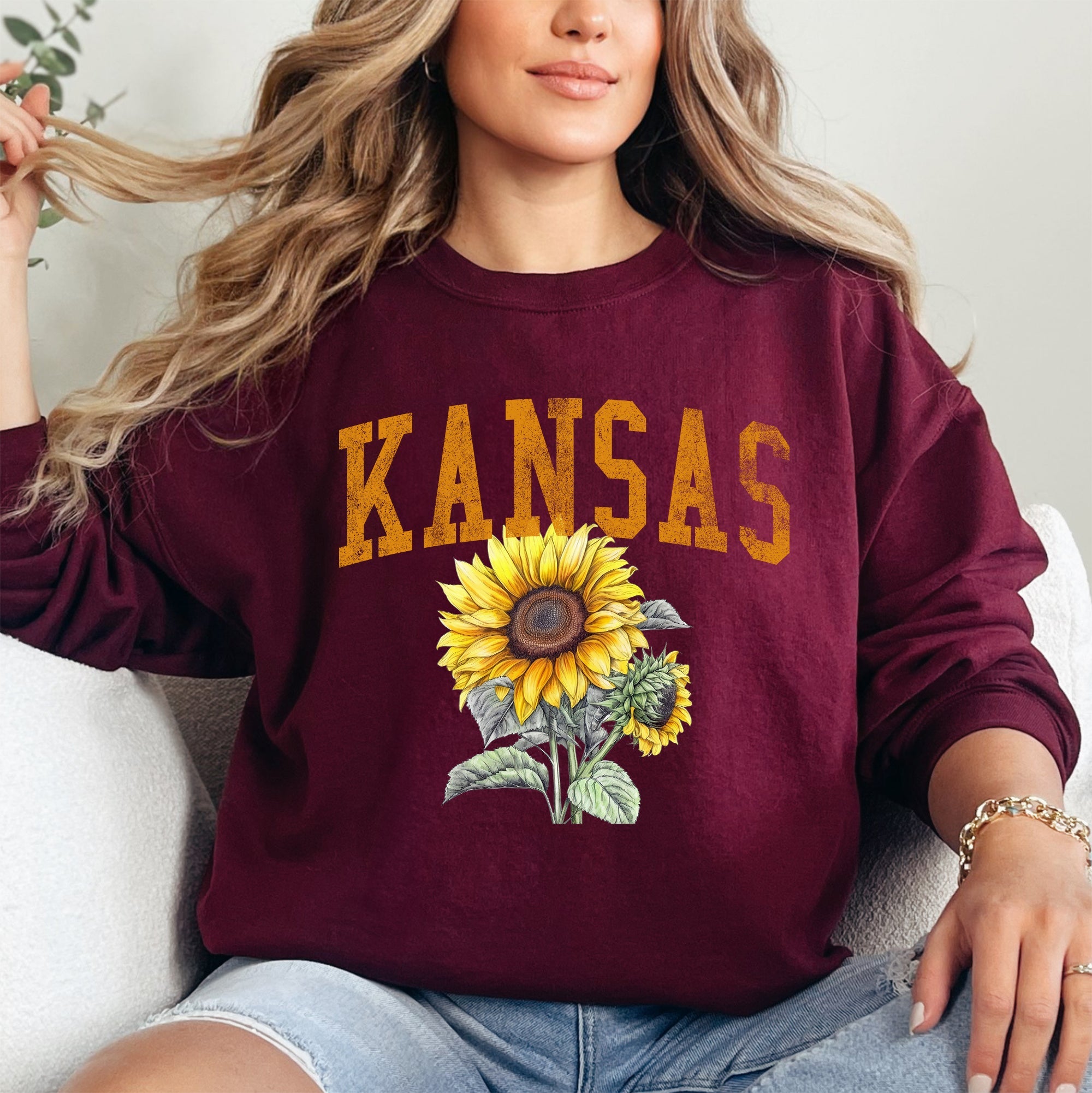 Kansas State Flower Sunflower State Pride Nature Inspired Botanical Cozy Sweatshirt