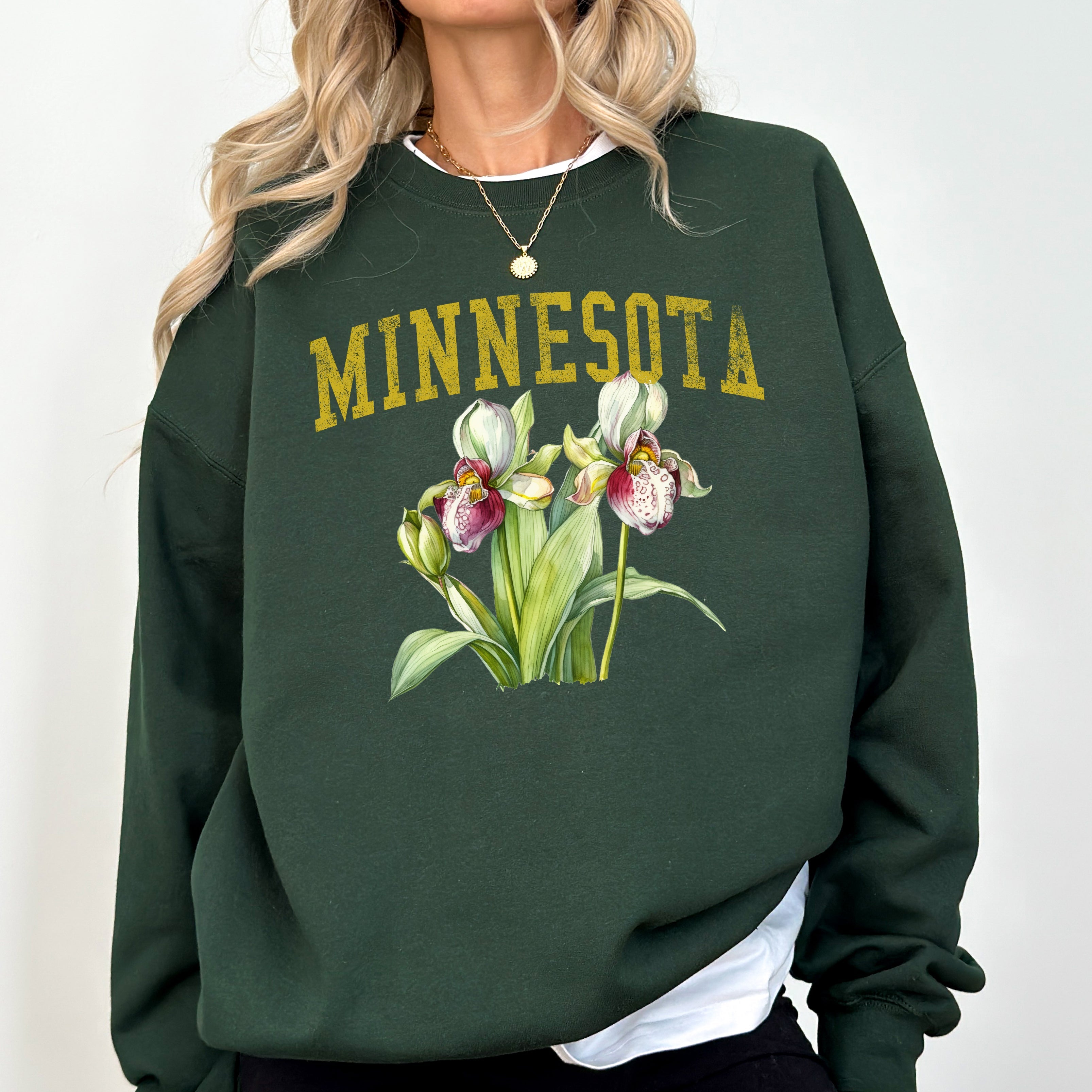 Minnesota State Flower Botanical Illustration Emblem Artwork For State Lovers Sweatshirt