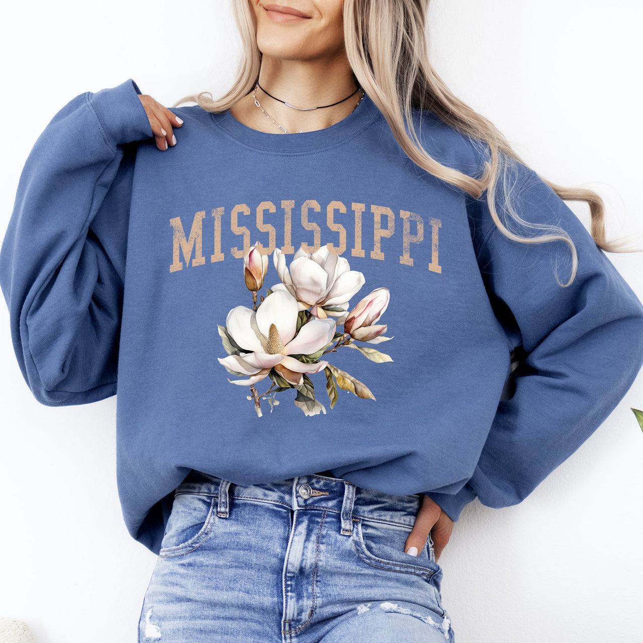 Mississippi State Flower Vintage Script Garden State Pride Heritage Collection Graphic Sweatshirt