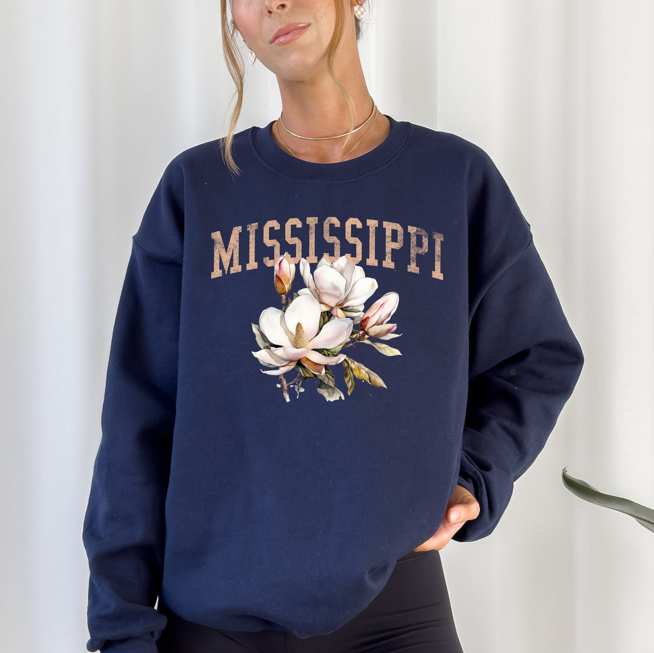 Mississippi State Flower Vintage Script Garden State Pride Heritage Collection Graphic Sweatshirt