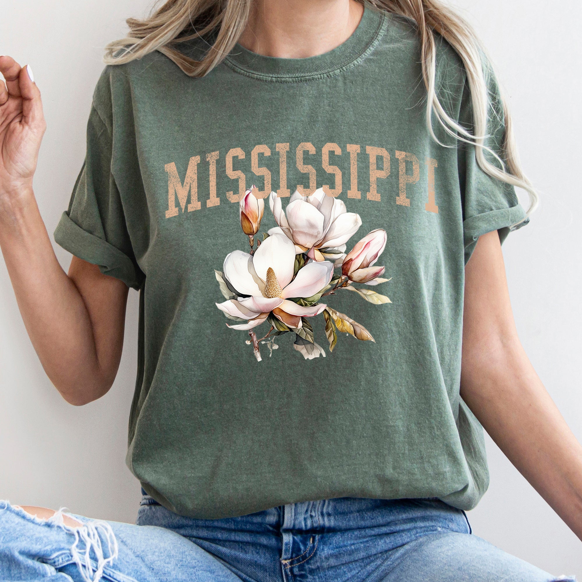 Mississippi State Flower Comfort Colors Tee