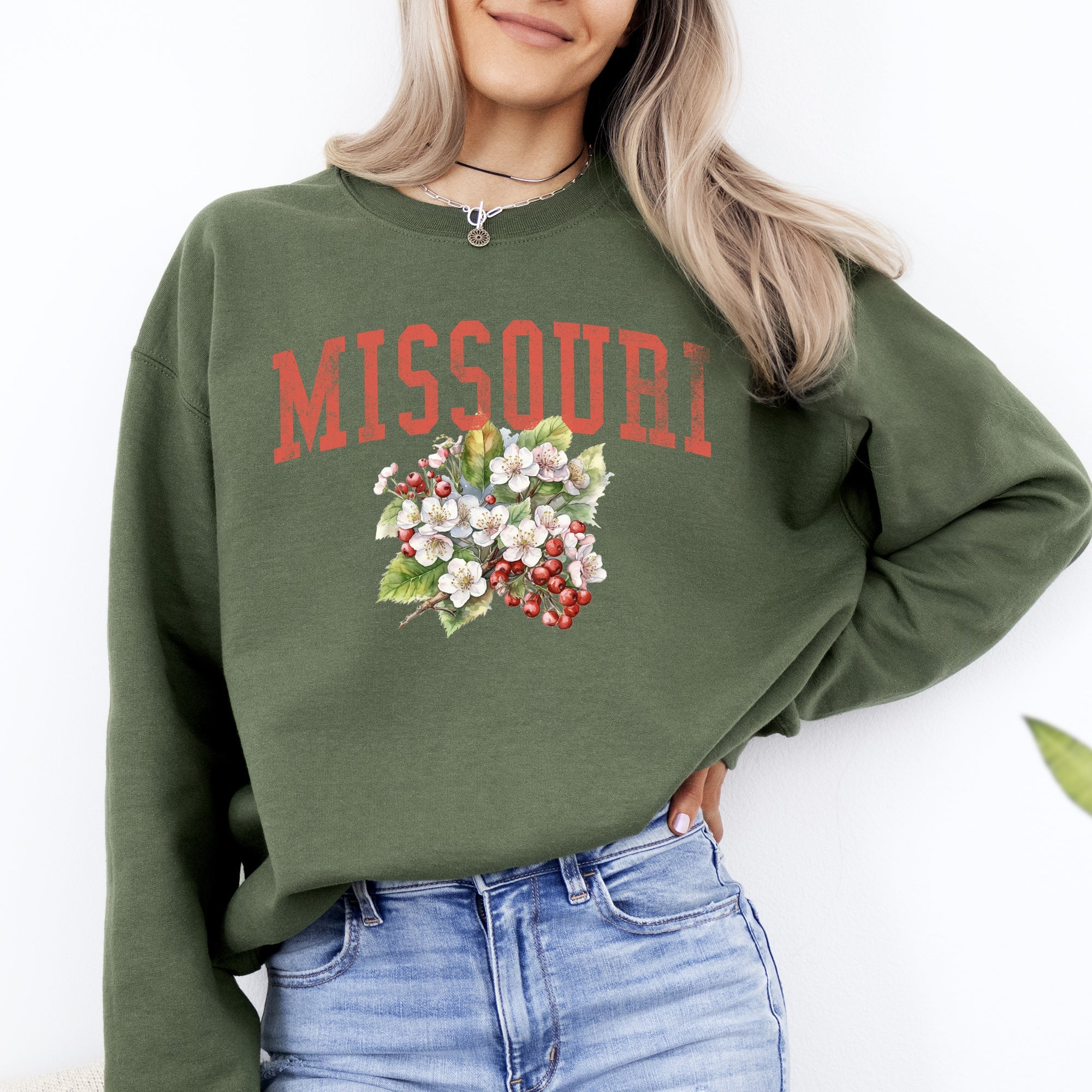 Missouri State Flower Illustrated Heritage Collection Botanical Graphic Sweatshirt