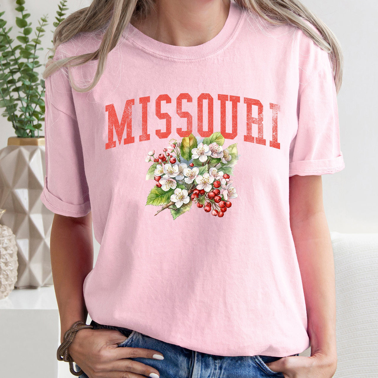Missouri State Flower Botanical Illustration Celebrating Missouri Native Flora And Prairie Charm Comfort Colors Tee