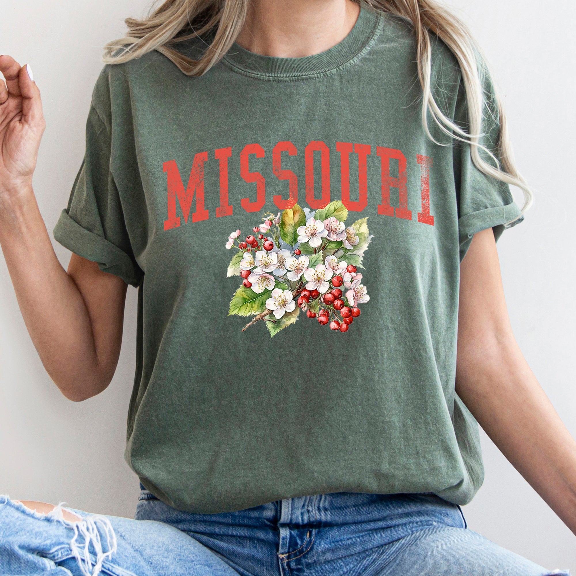 Missouri State Flower Botanical Illustration Celebrating Missouri Native Flora And Prairie Charm Comfort Colors Tee