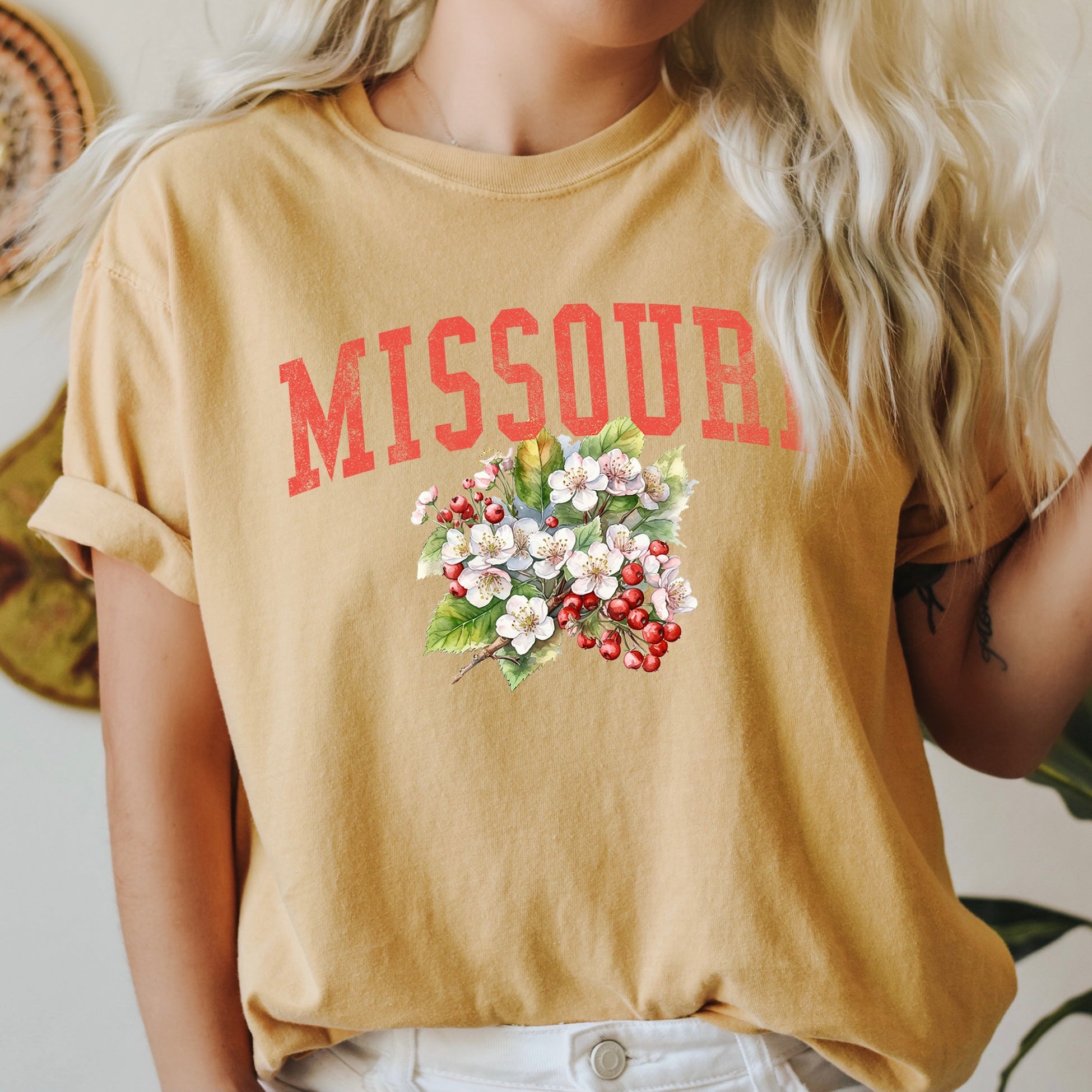 Missouri State Flower Botanical Illustration Celebrating Missouri Native Flora And Prairie Charm Comfort Colors Tee