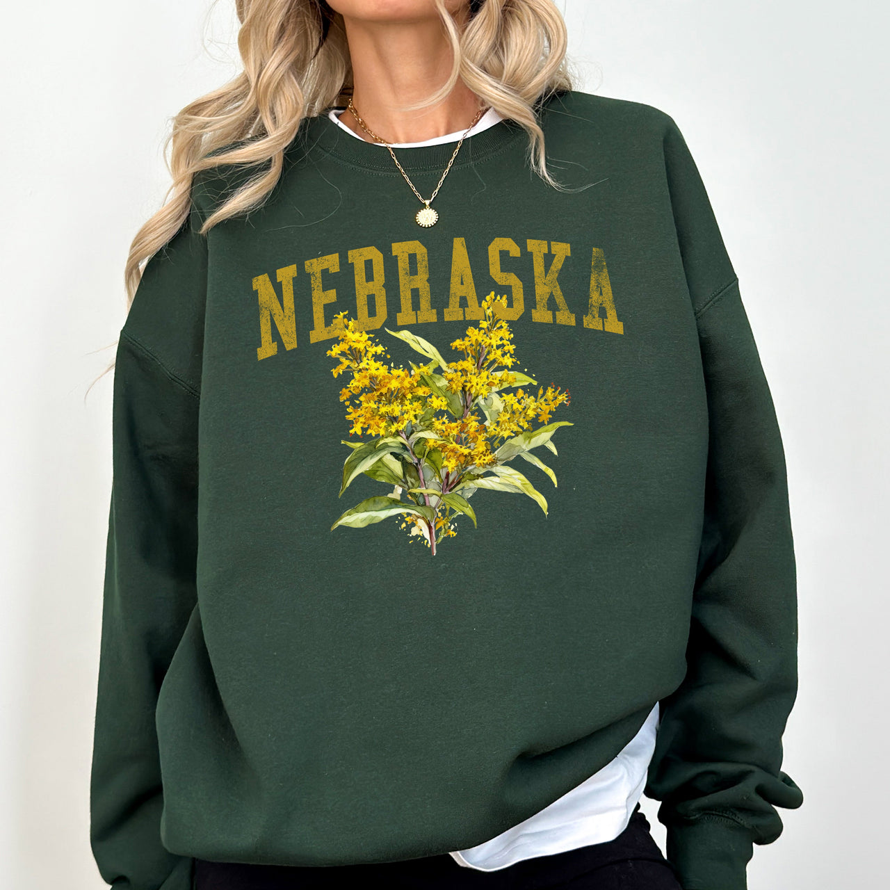 Nebraska State Flower Classic Graphic Artwork Inspired By Nebraska Flora Sweatshirt