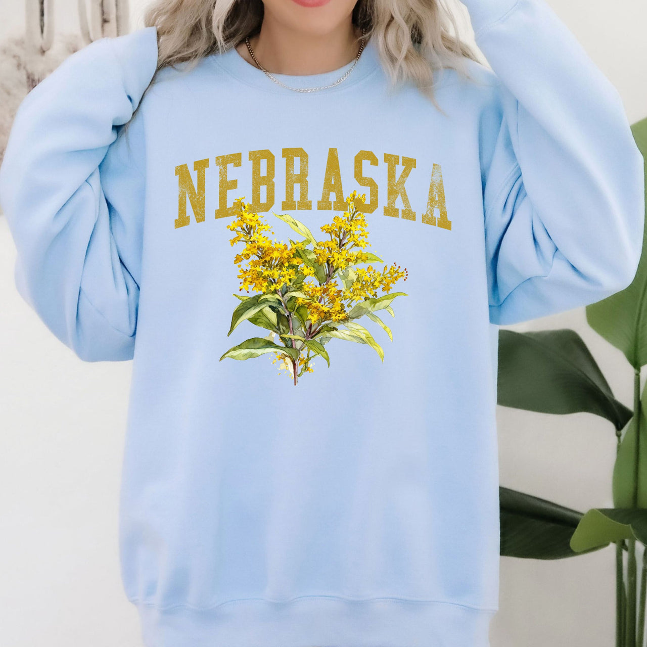 Nebraska State Flower Classic Graphic Artwork Inspired By Nebraska Flora Sweatshirt