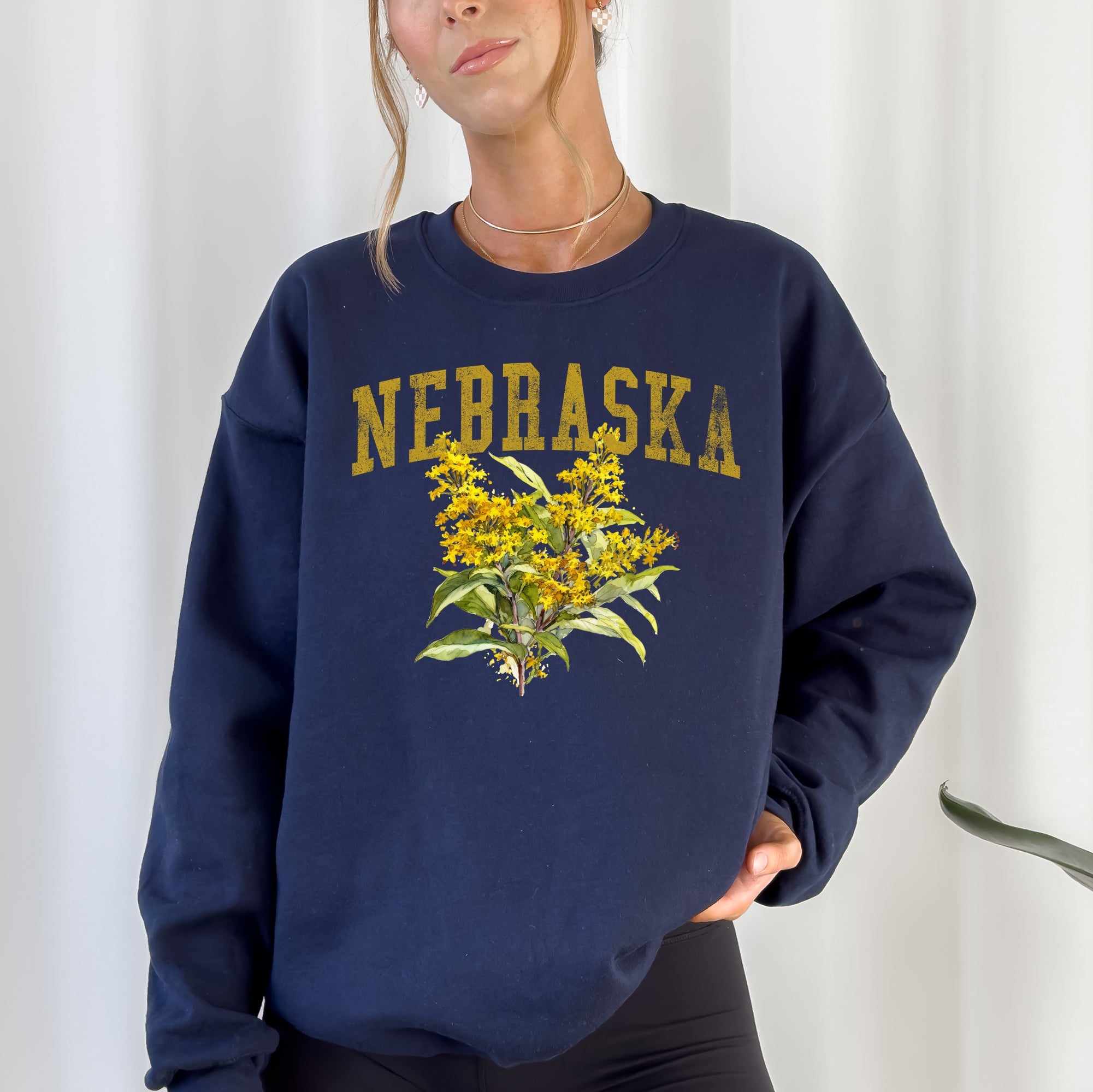 Nebraska State Flower Classic Graphic Artwork Inspired By Nebraska Flora Sweatshirt