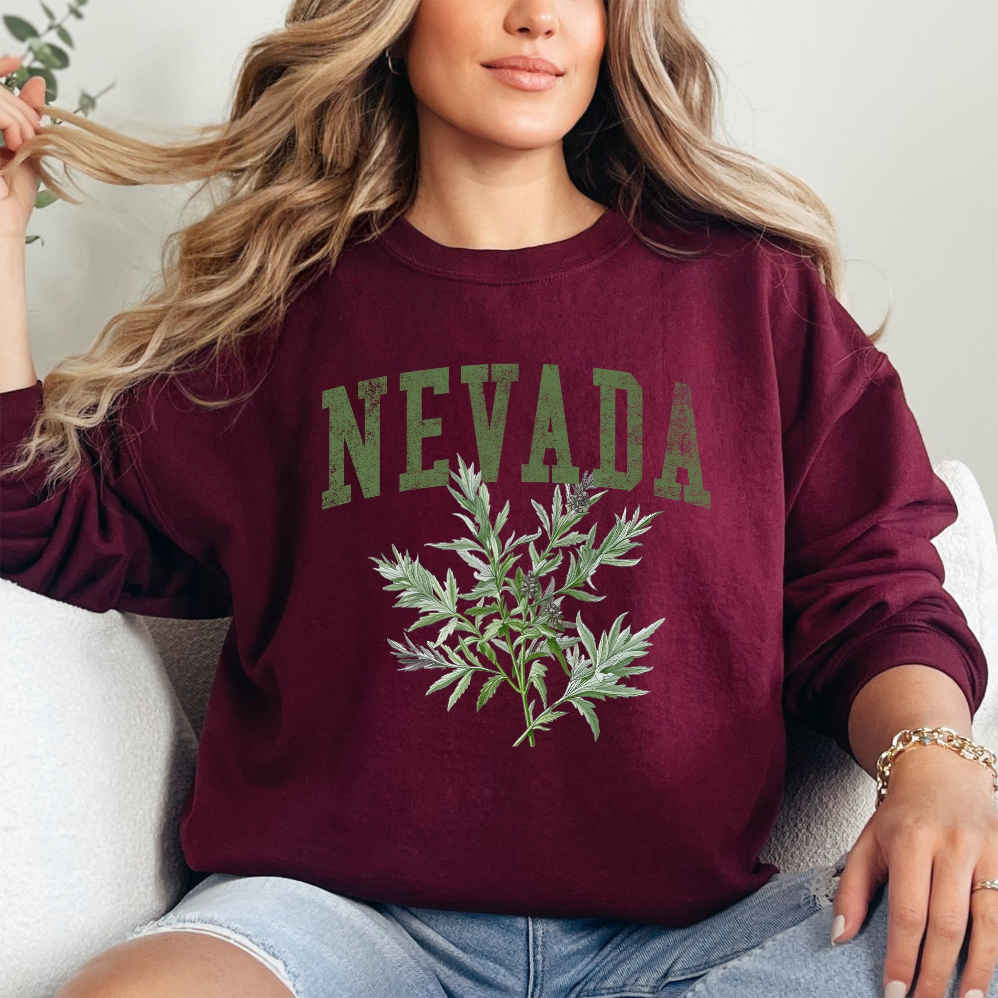 Nevada State Flower Botanical Illustration Nature Inspired Graphic Art Print Sweatshirt