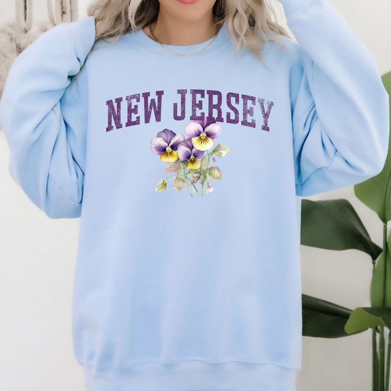 New Jersey State Flower Emblem Illustration Garden State Pride Graphic Sweatshirt