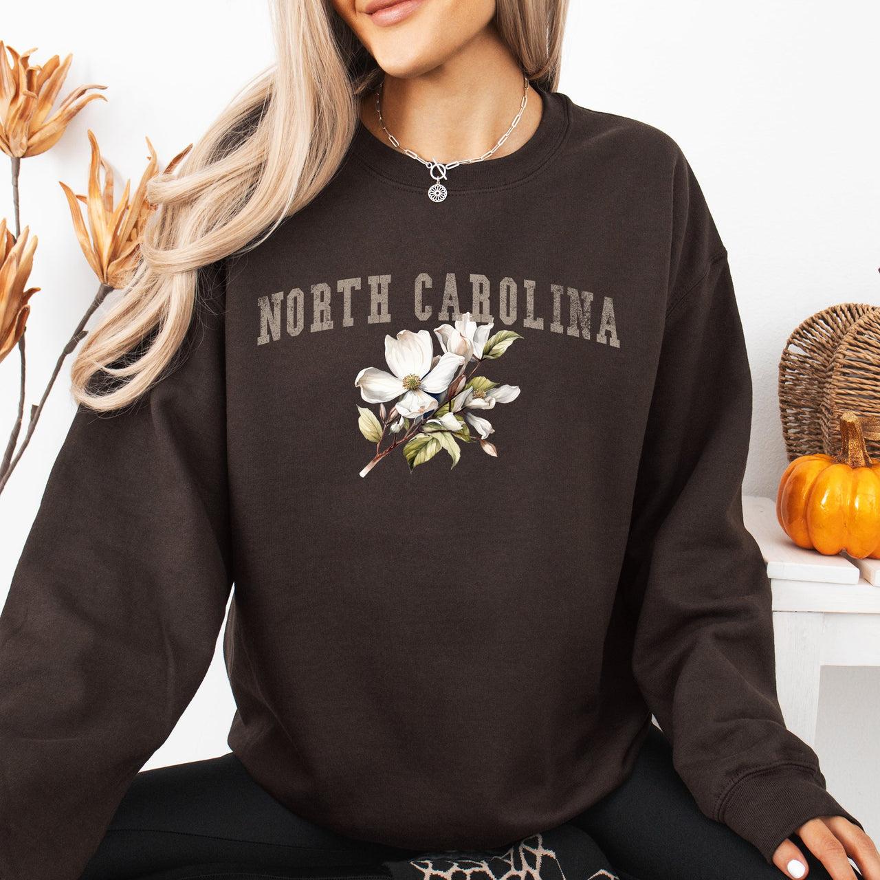 North Carolina State Flower A Tar Heel State Pride Inspired Landscape Print Graphic Sweatshirt