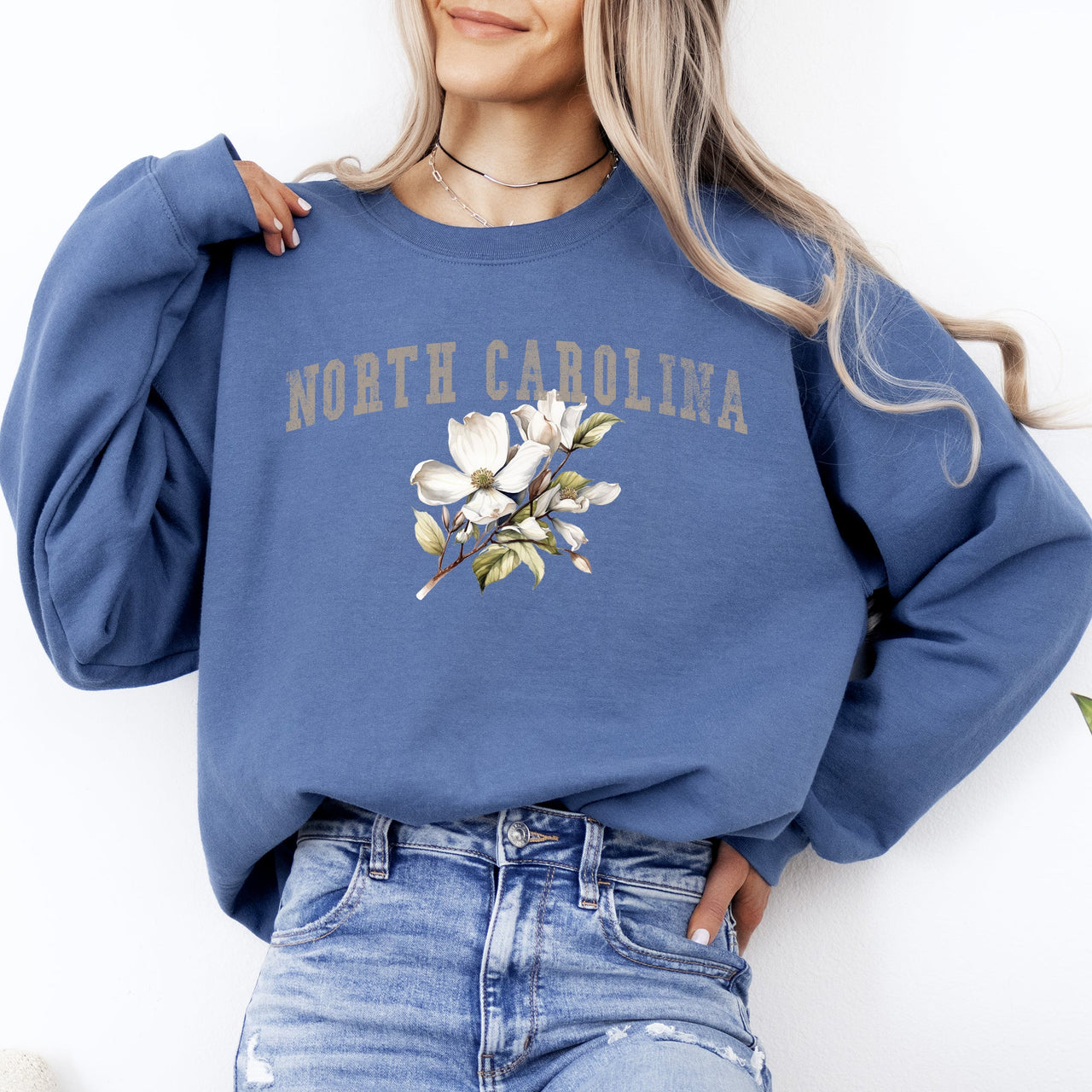 North Carolina State Flower A Tar Heel State Pride Inspired Landscape Print Graphic Sweatshirt