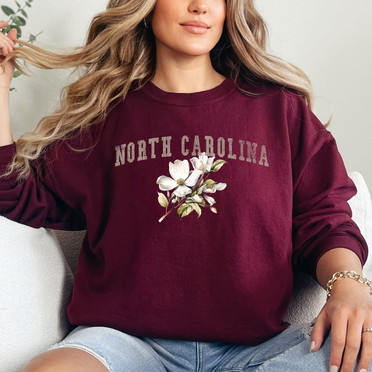 North Carolina State Flower A Tar Heel State Pride Inspired Landscape Print Graphic Sweatshirt