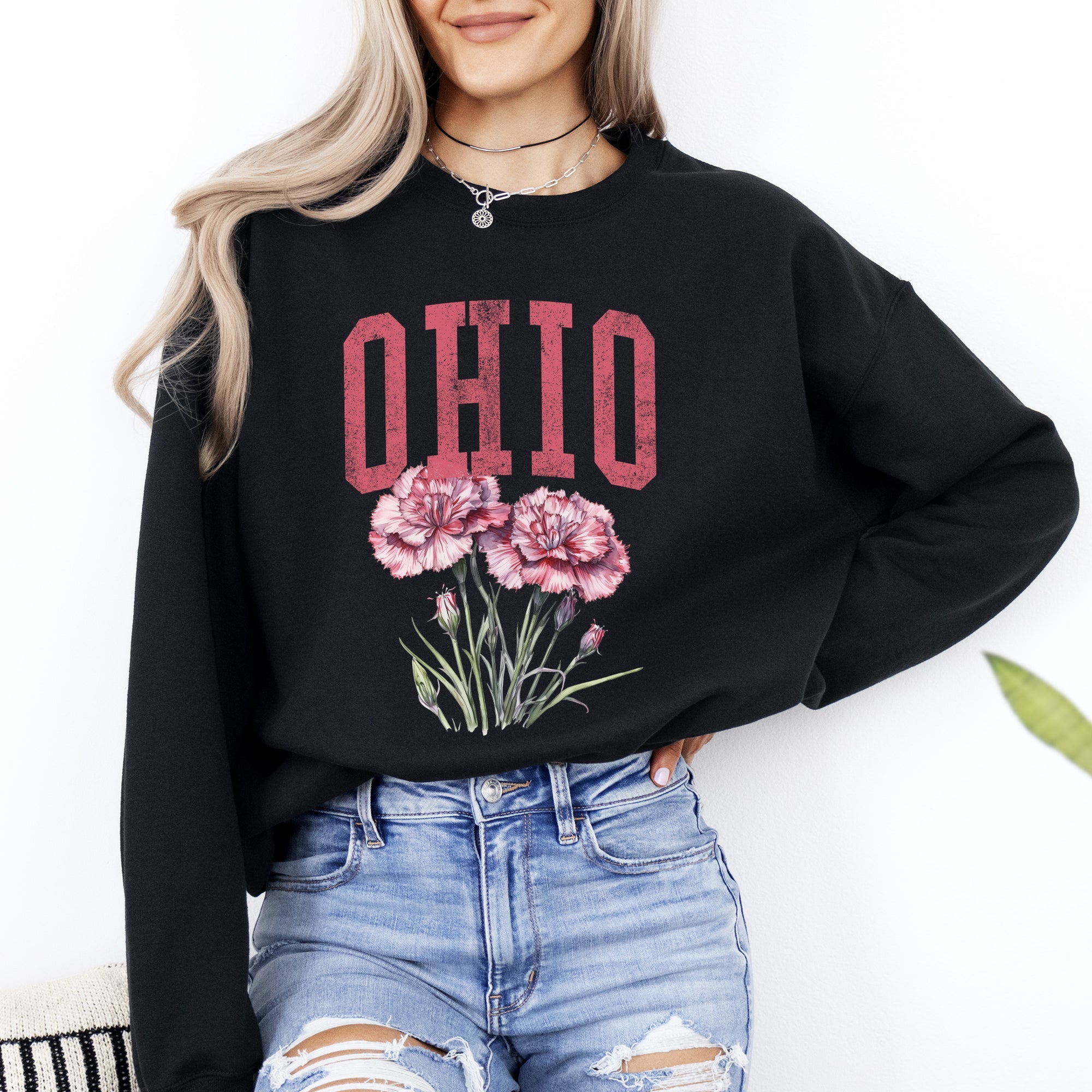 Ohio State Flower Garden Motif Emblem State Pride Floral Artwork Collectors Edition Sweatshirt