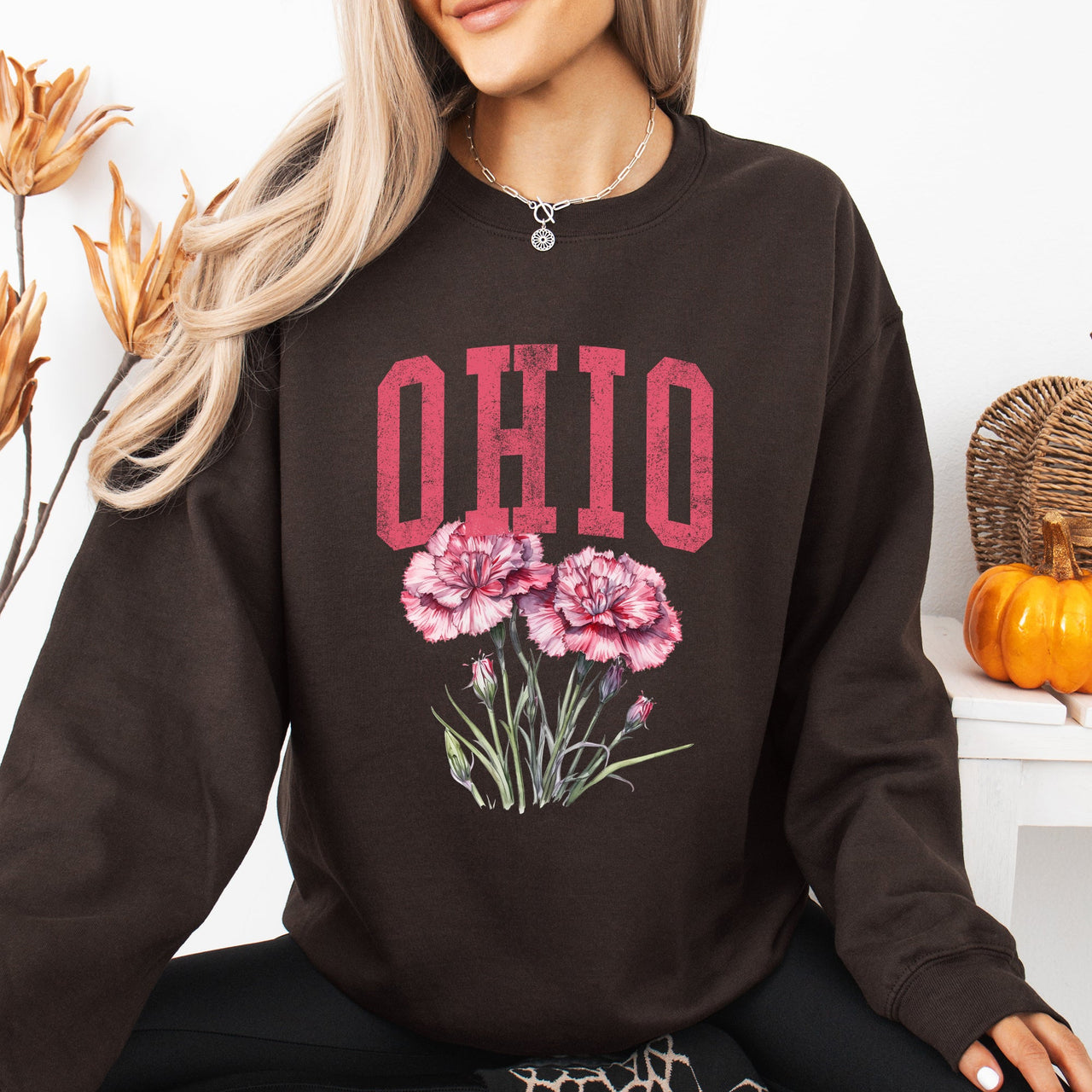 Ohio State Flower Garden Motif Emblem State Pride Floral Artwork Collectors Edition Sweatshirt