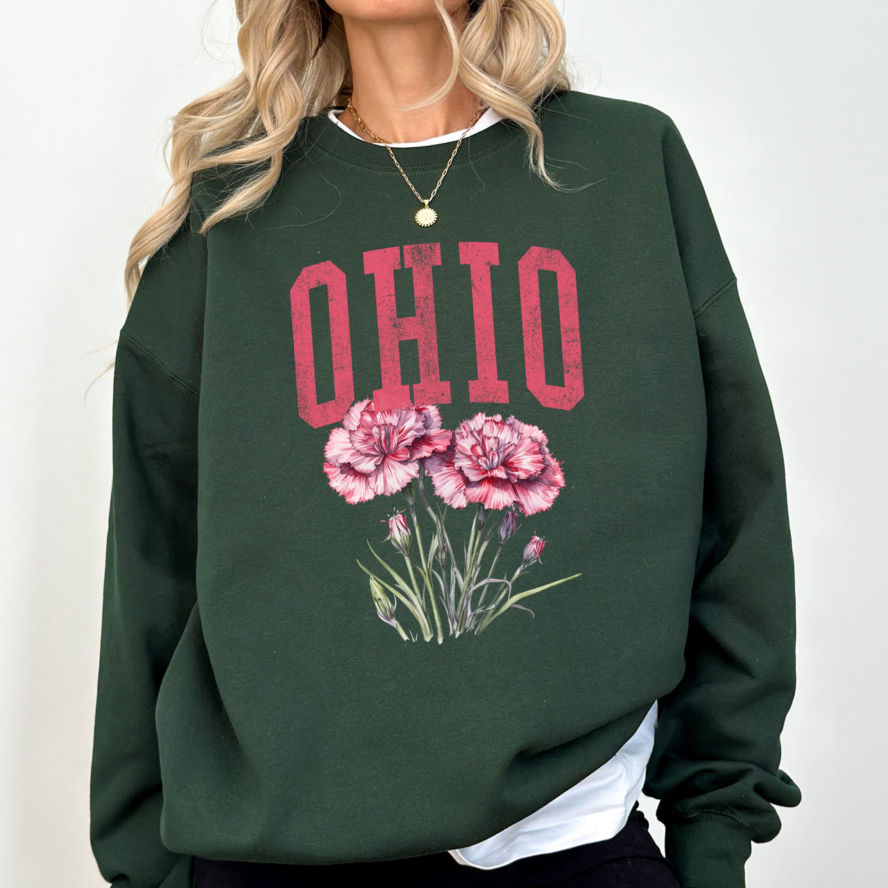 Ohio State Flower Garden Motif Emblem State Pride Floral Artwork Collectors Edition Sweatshirt