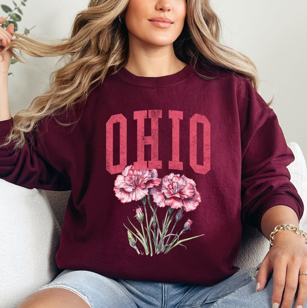 Ohio State Flower Garden Motif Emblem State Pride Floral Artwork Collectors Edition Sweatshirt