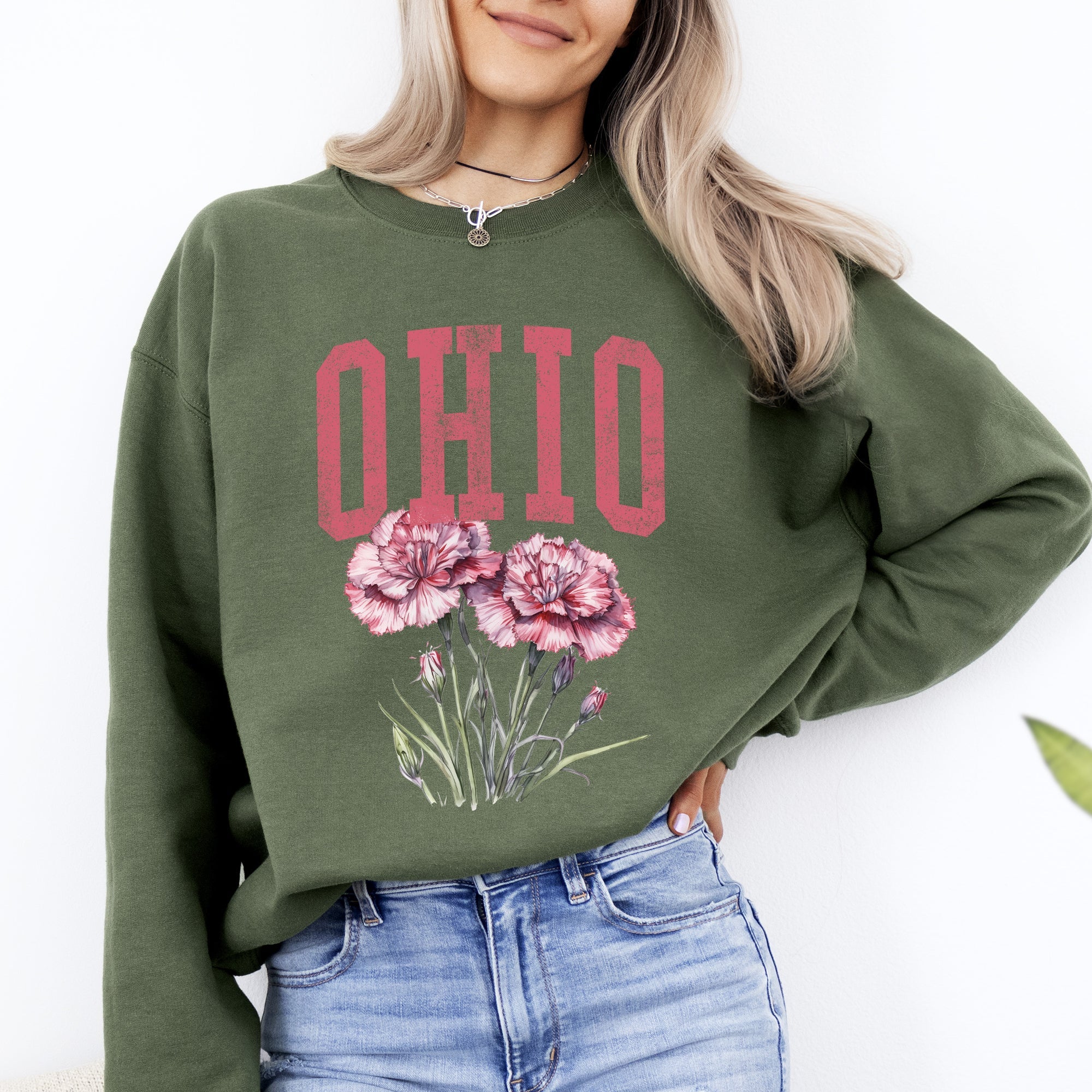 Ohio State Flower Garden Motif Emblem State Pride Floral Artwork Collectors Edition Sweatshirt