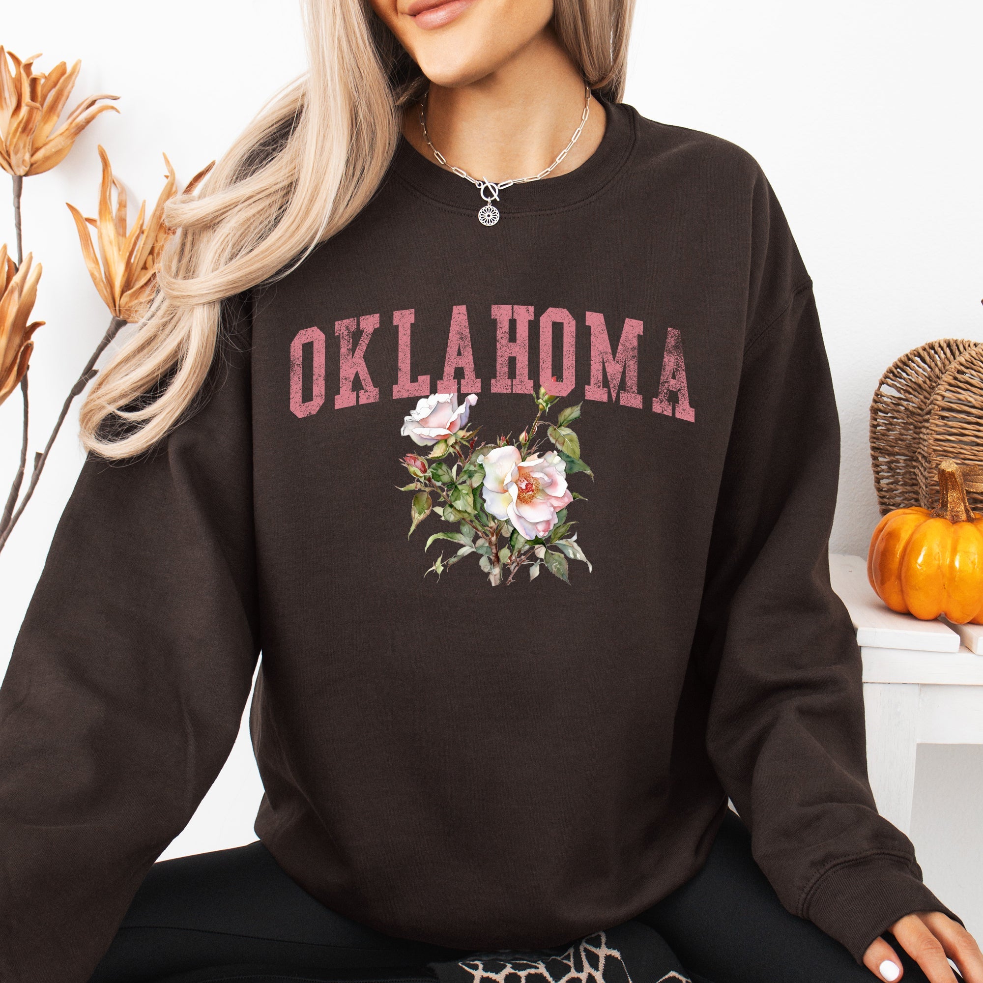 Oklahoma State Flower Bold State Pride Graphic Artwork In Premium Comfort Sweatshirt