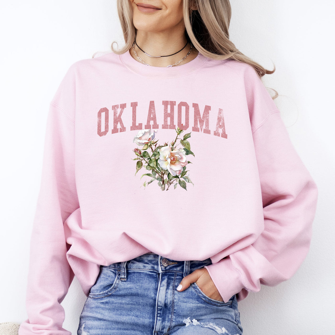 Oklahoma State Flower Bold State Pride Graphic Artwork In Premium Comfort Sweatshirt