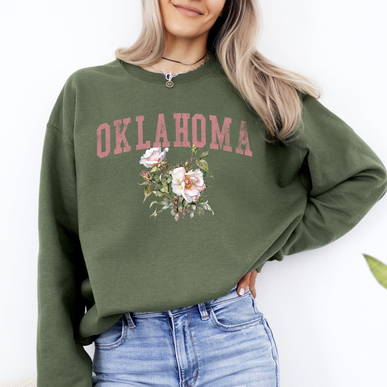 Oklahoma State Flower Bold State Pride Graphic Artwork In Premium Comfort Sweatshirt