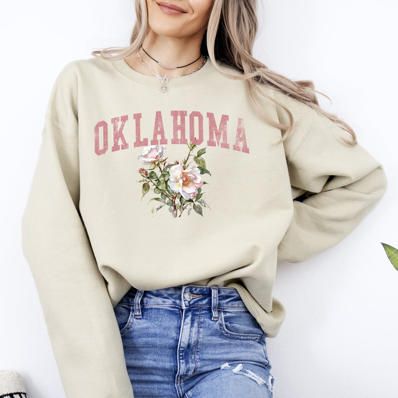 Oklahoma State Flower Bold State Pride Graphic Artwork In Premium Comfort Sweatshirt