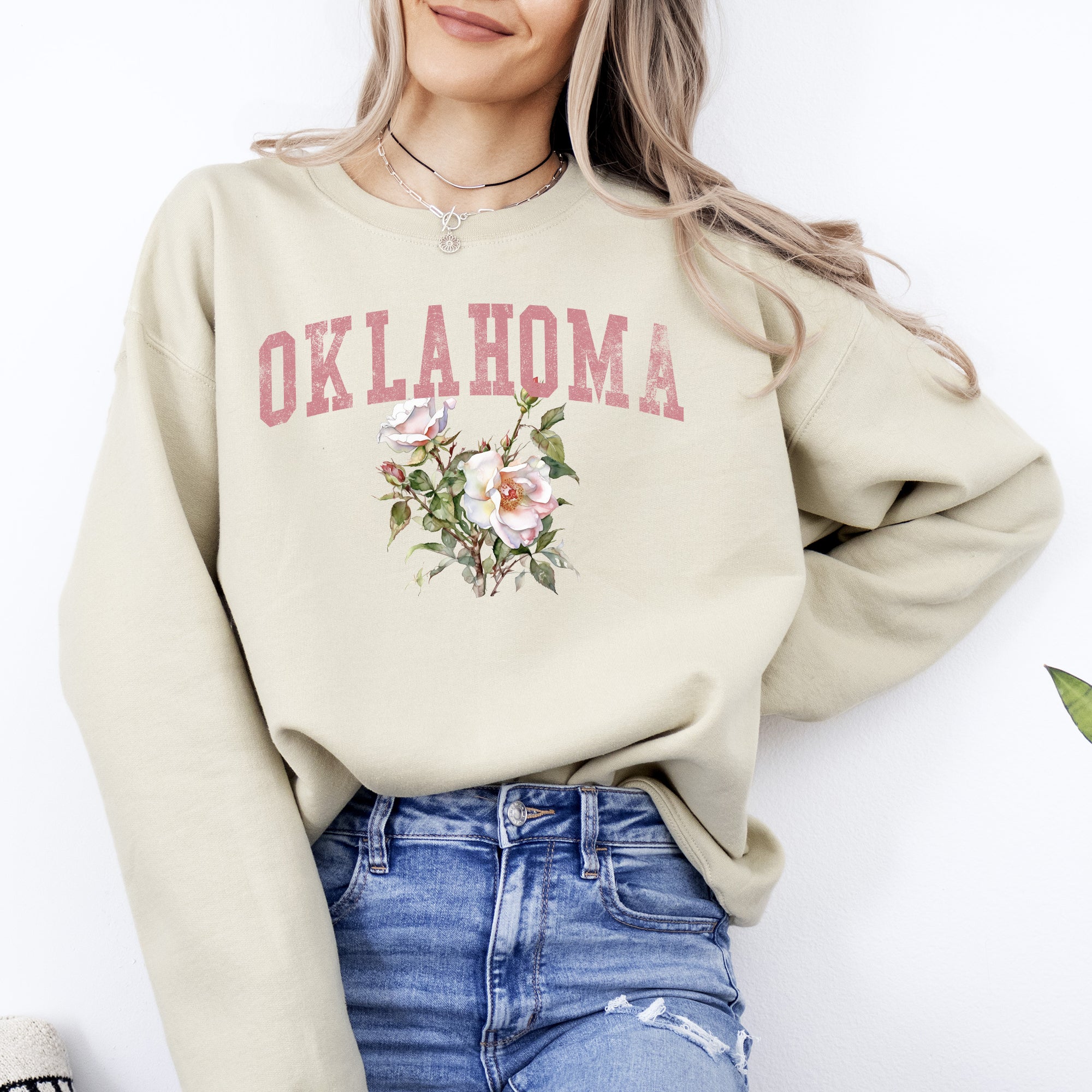 Oklahoma State Flower Bold State Pride Graphic Artwork In Premium Comfort Sweatshirt