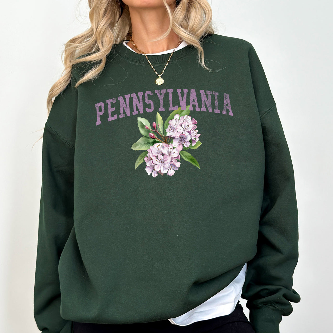 Pennsylvania State Flower Emblem Graphic Soft Fleece Warm Everyday Cozy Sweatshirt