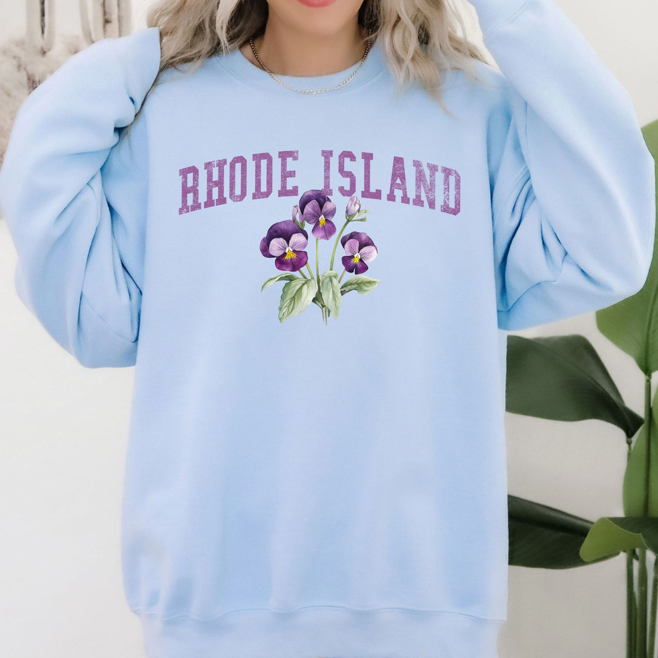 Rhode Island State Flower Botanical Emblem Inspired Design Celebrating Local Flora Heritage And State Pride Sweatshirt