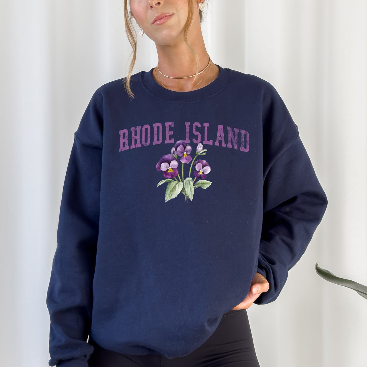 Rhode Island State Flower Botanical Emblem Inspired Design Celebrating Local Flora Heritage And State Pride Sweatshirt