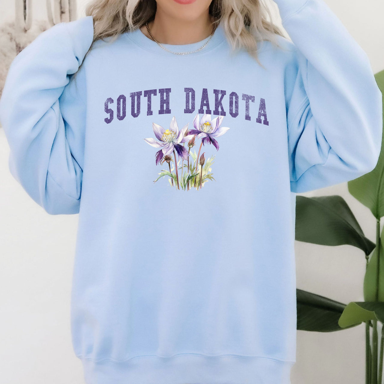 South Dakota State Flower Botanical Illustration Vintage Script Edition Sweatshirt