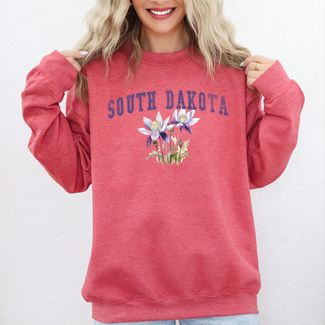 South Dakota State Flower Botanical Illustration Vintage Script Edition Sweatshirt
