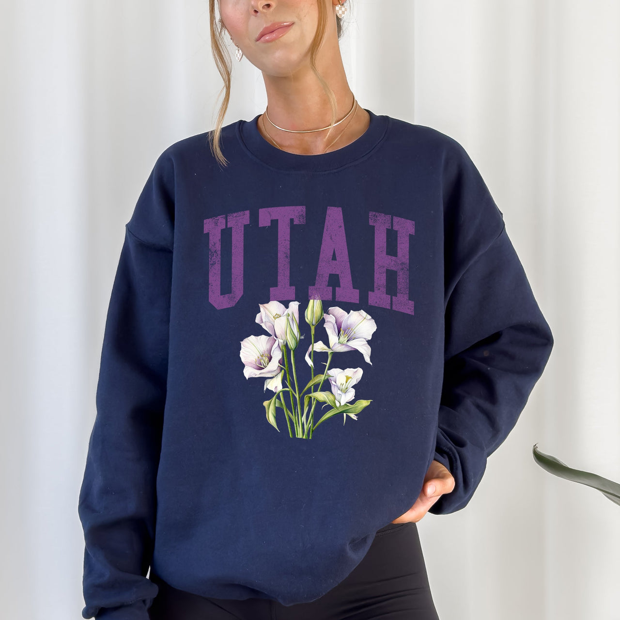Utah State Flower Botanical Motif And State Pride Emblem On Premium Ultra Sweatshirt