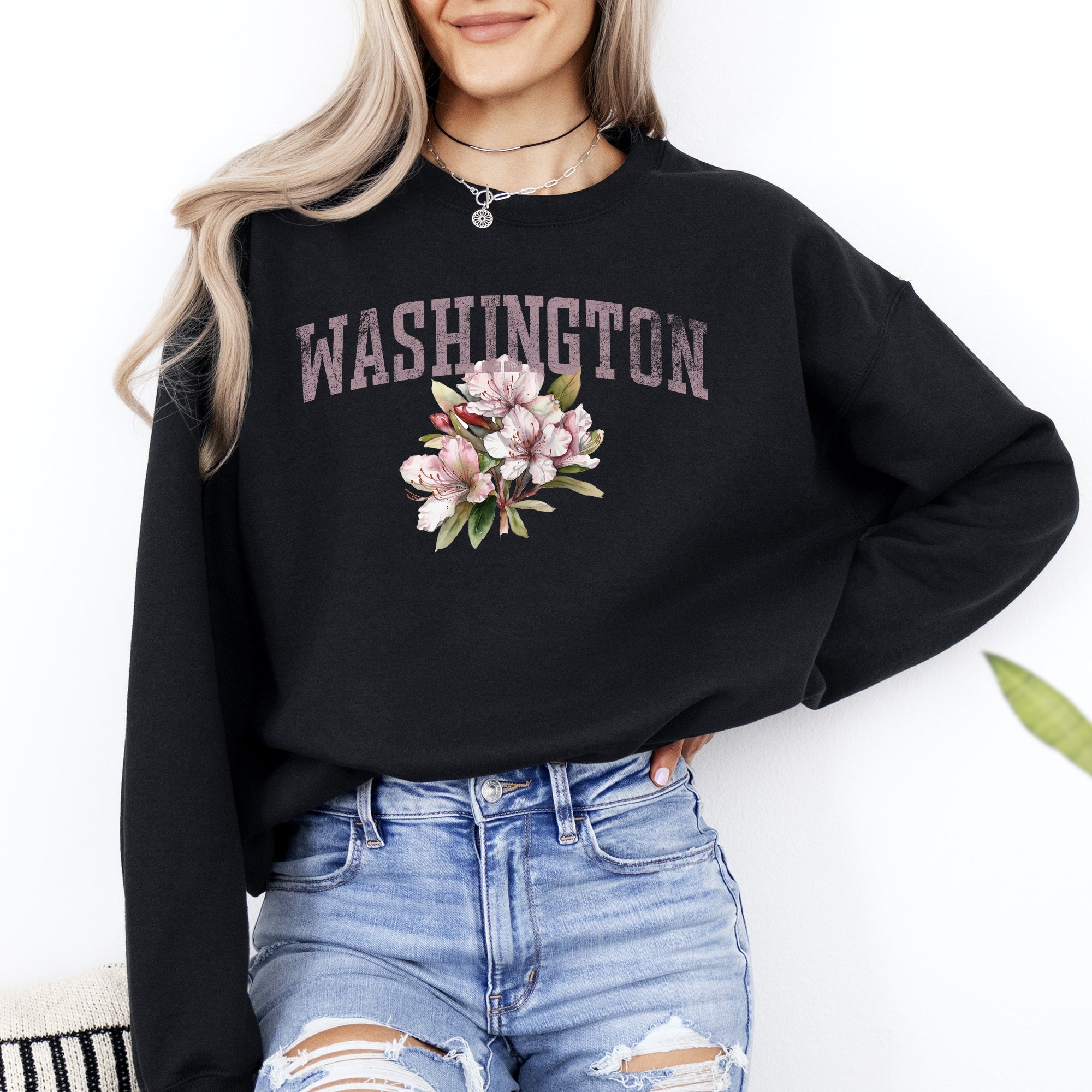 Washington State Flower Pacific Northwest Floral Illustration Edition Graphic Sweatshirt